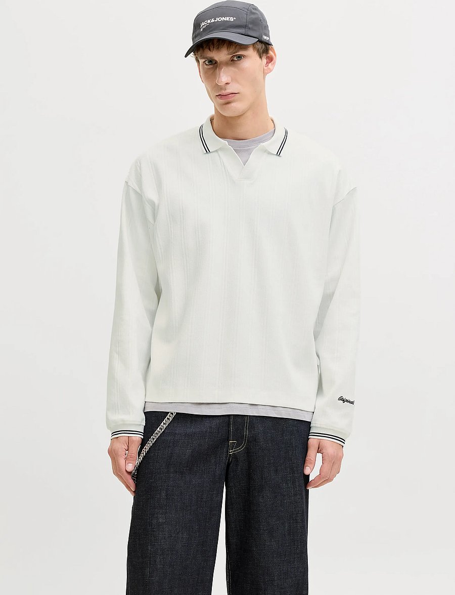 Jack & Jones - JORNIAGARA SWEAT SPLIT NECK - langärmelig - cloud dancer - 0
