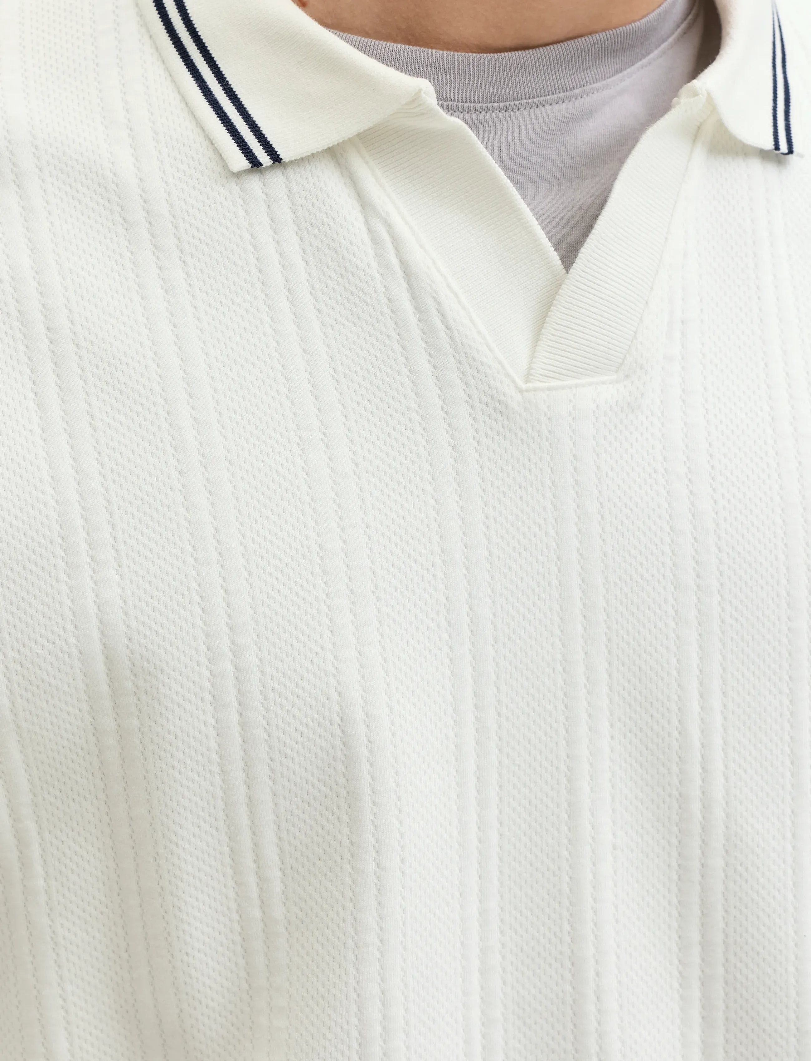 Jack & Jones - JORNIAGARA SWEAT SPLIT NECK - long-sleeved polos - cloud dancer - 4