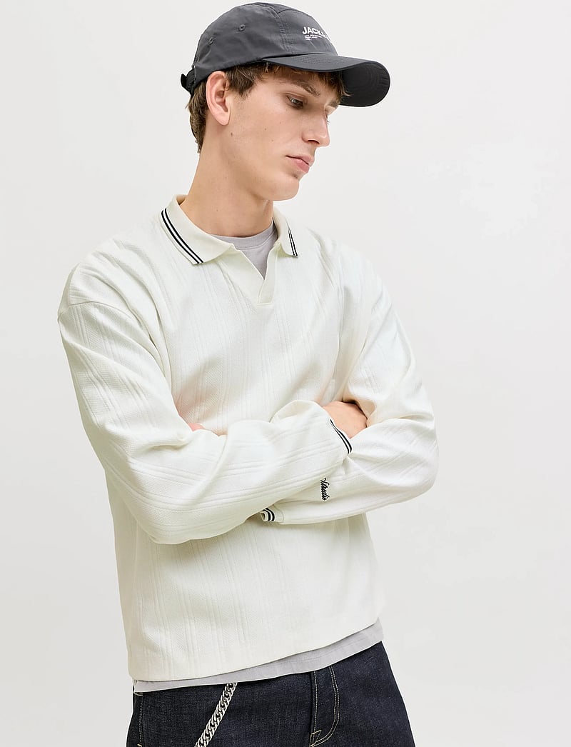 Jack & Jones - JORNIAGARA SWEAT SPLIT NECK - pikkade varrukatega polod - cloud dancer - 5