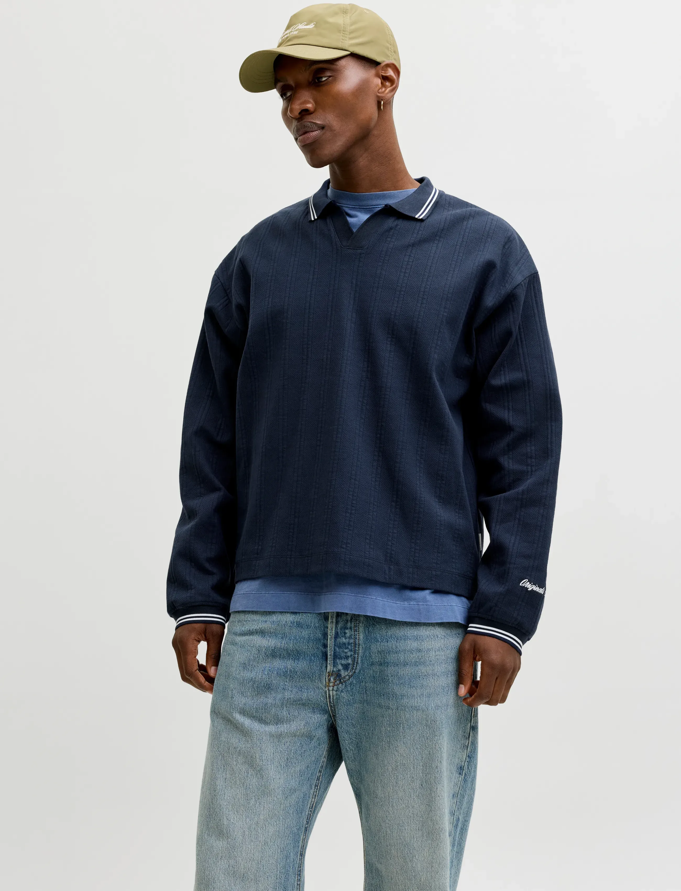 Jack & Jones Jorniagara Sweat Split Neck, Mænd, Split Neck Sweatshirt, Navy, Str: M