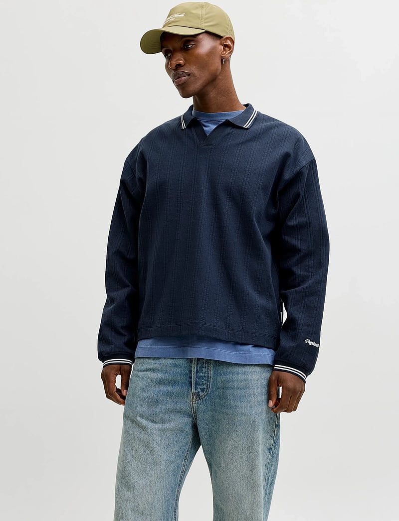 Jack & Jones - JORNIAGARA SWEAT SPLIT NECK - pikkade varrukatega polod - sky captain - 0