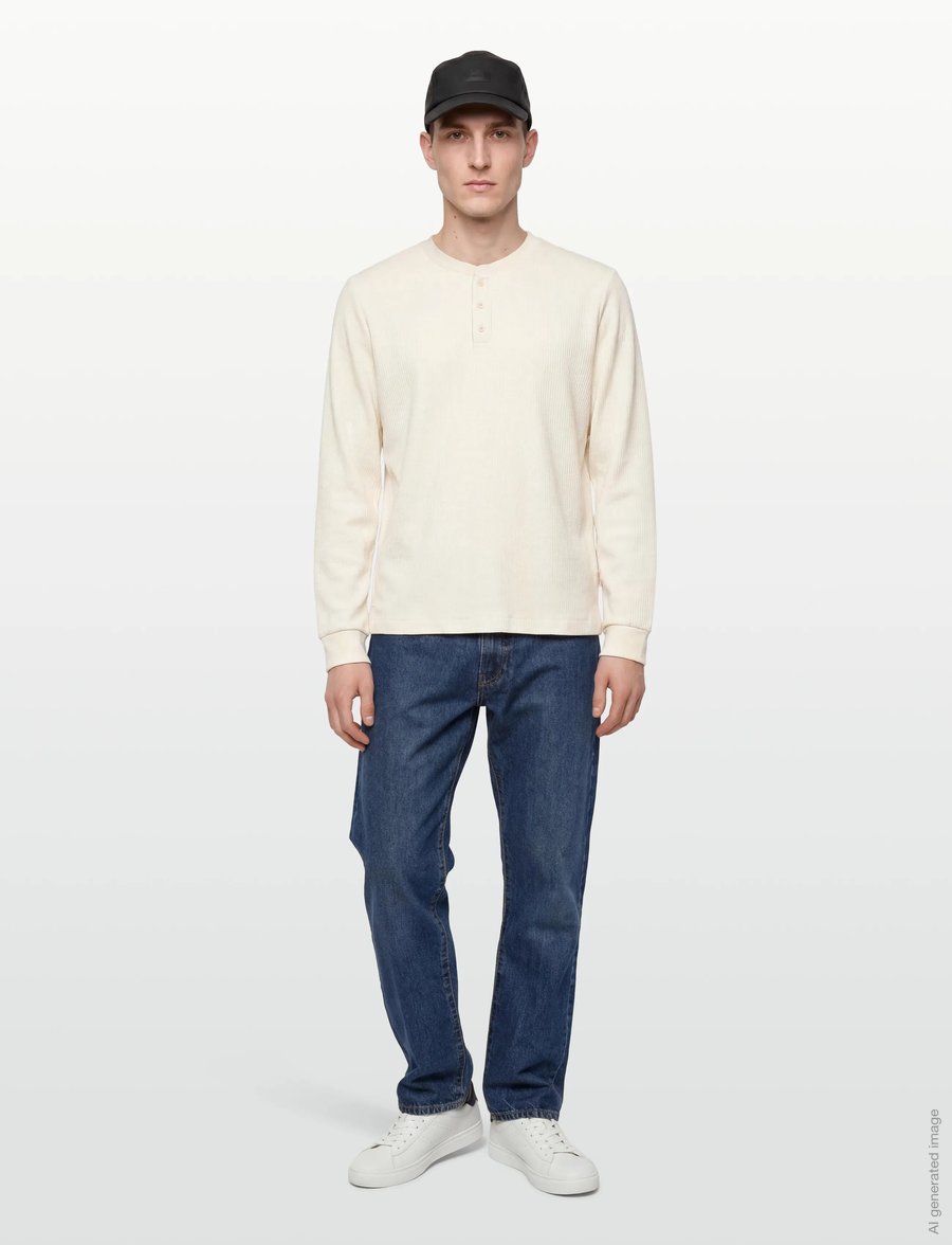 Jack & Jones - JORNIAGARA HENLEY LS TEE - langärmelig - antique white - 0