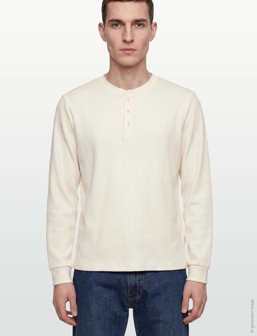 Jack & Jones - JORNIAGARA HENLEY LS TEE - langärmelig - antique white - 3