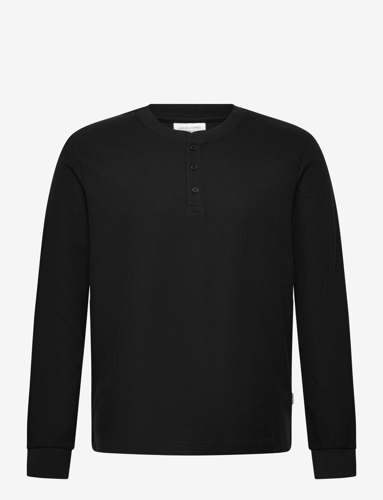 Jack & Jones - JORNIAGARA HENLEY LS TEE - laveste priser - black - 1