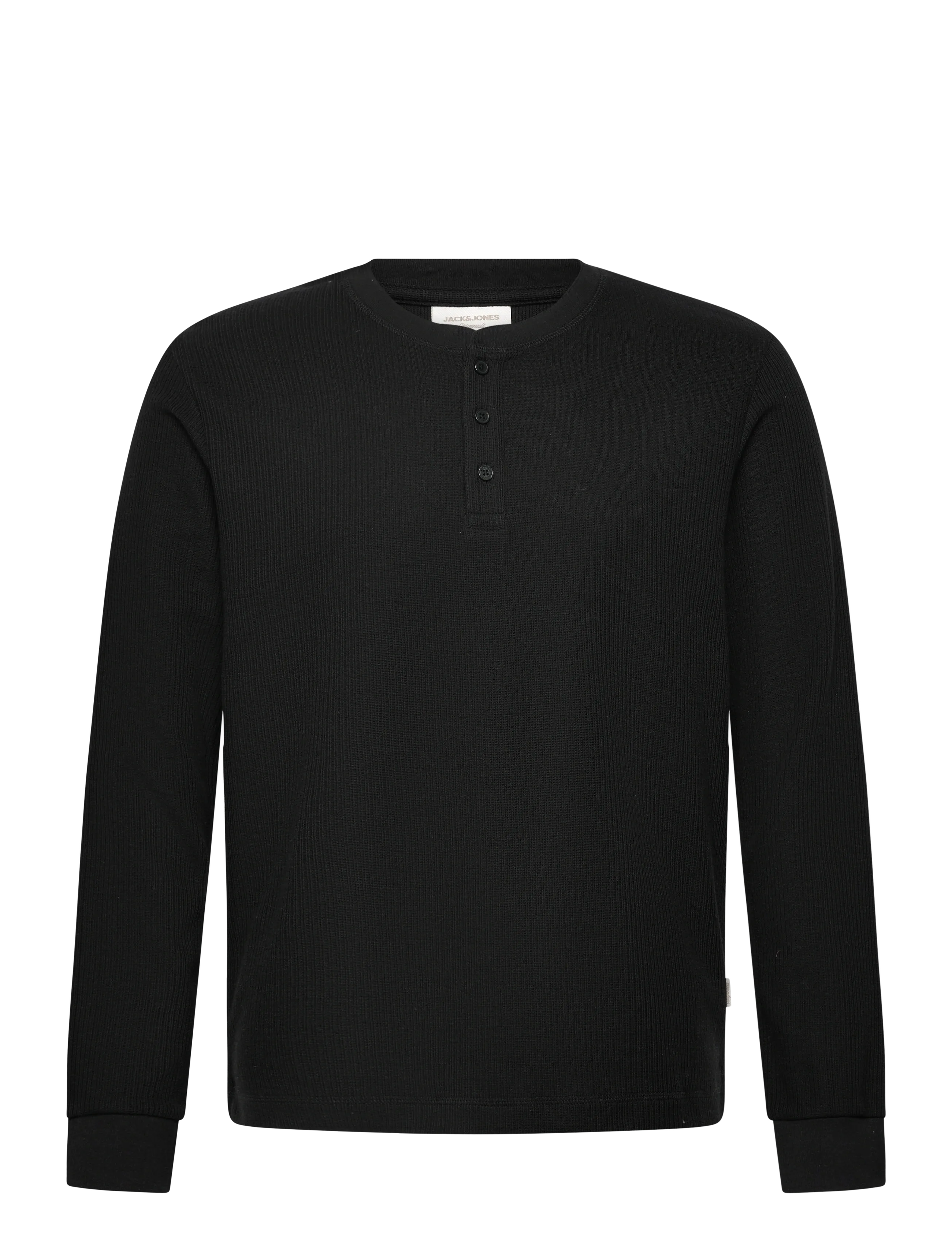 Jack & Jones JORNIAGARA HENLEY LS TEE - Jack & Jones - BLACK / black