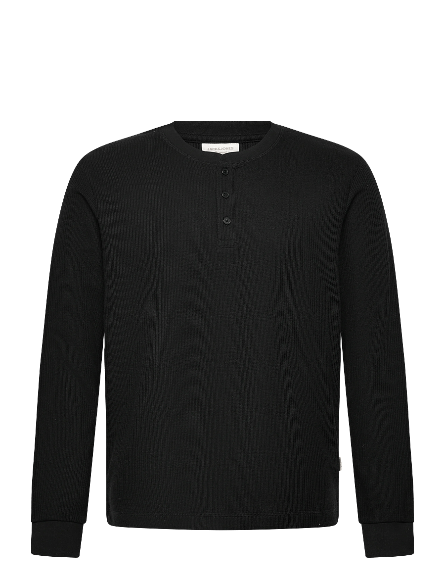 Jack & Jones - JORNIAGARA HENLEY LS TEE - langärmelig - black - 1
