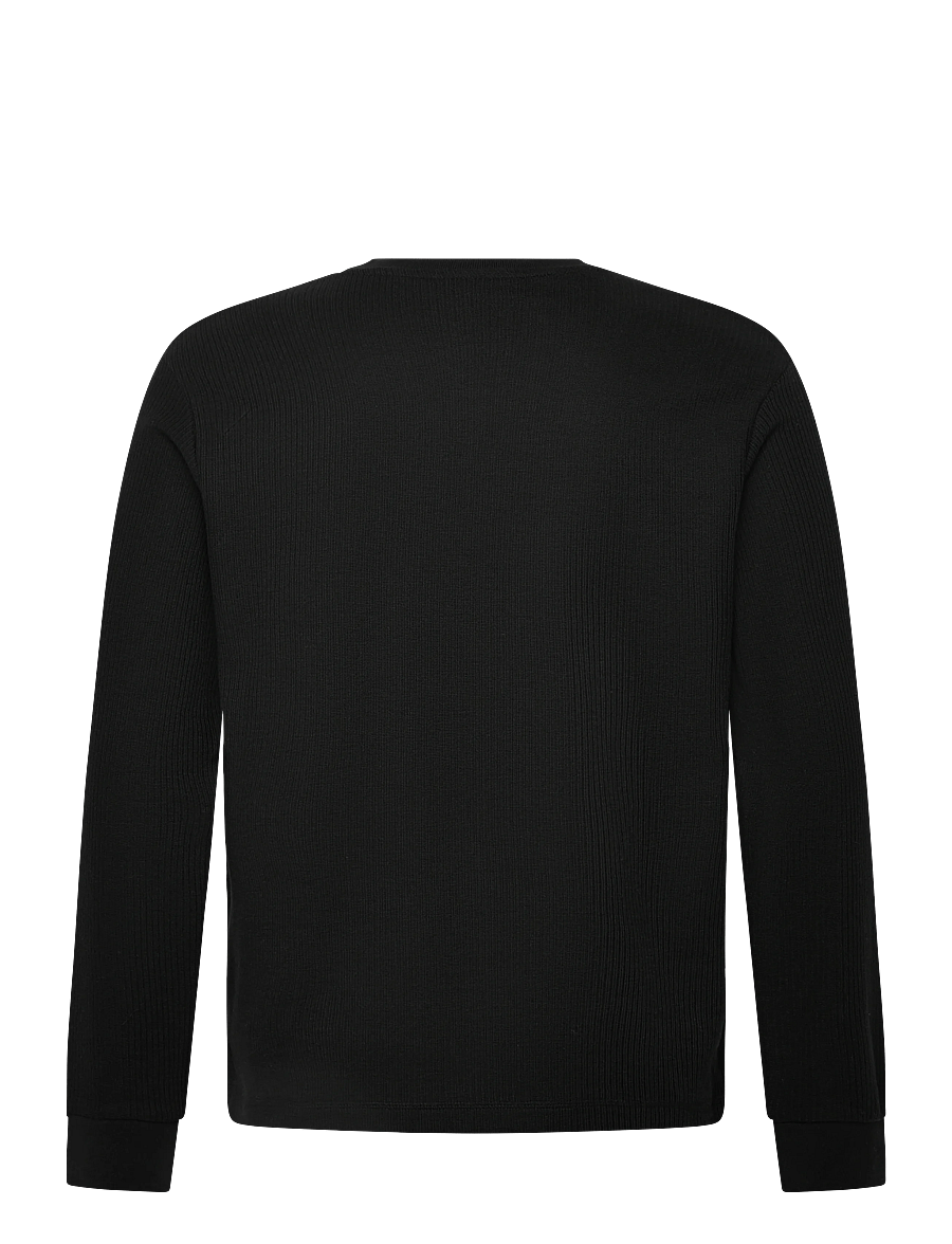 Jack & Jones - JORNIAGARA HENLEY LS TEE - langärmelig - black - 2