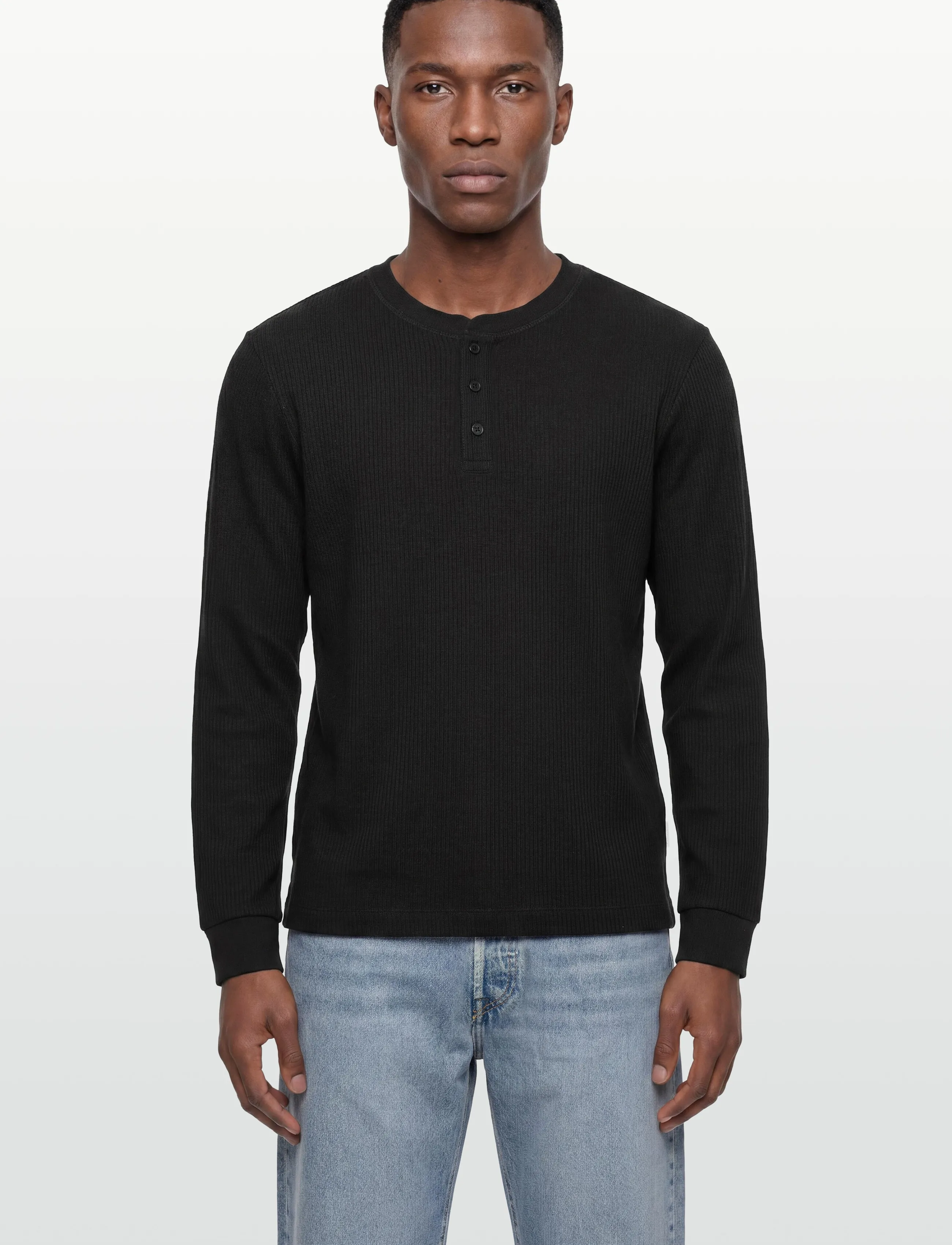 Jack & Jones - JORNIAGARA HENLEY LS TEE - long-sleeved t-shirts - black - 3