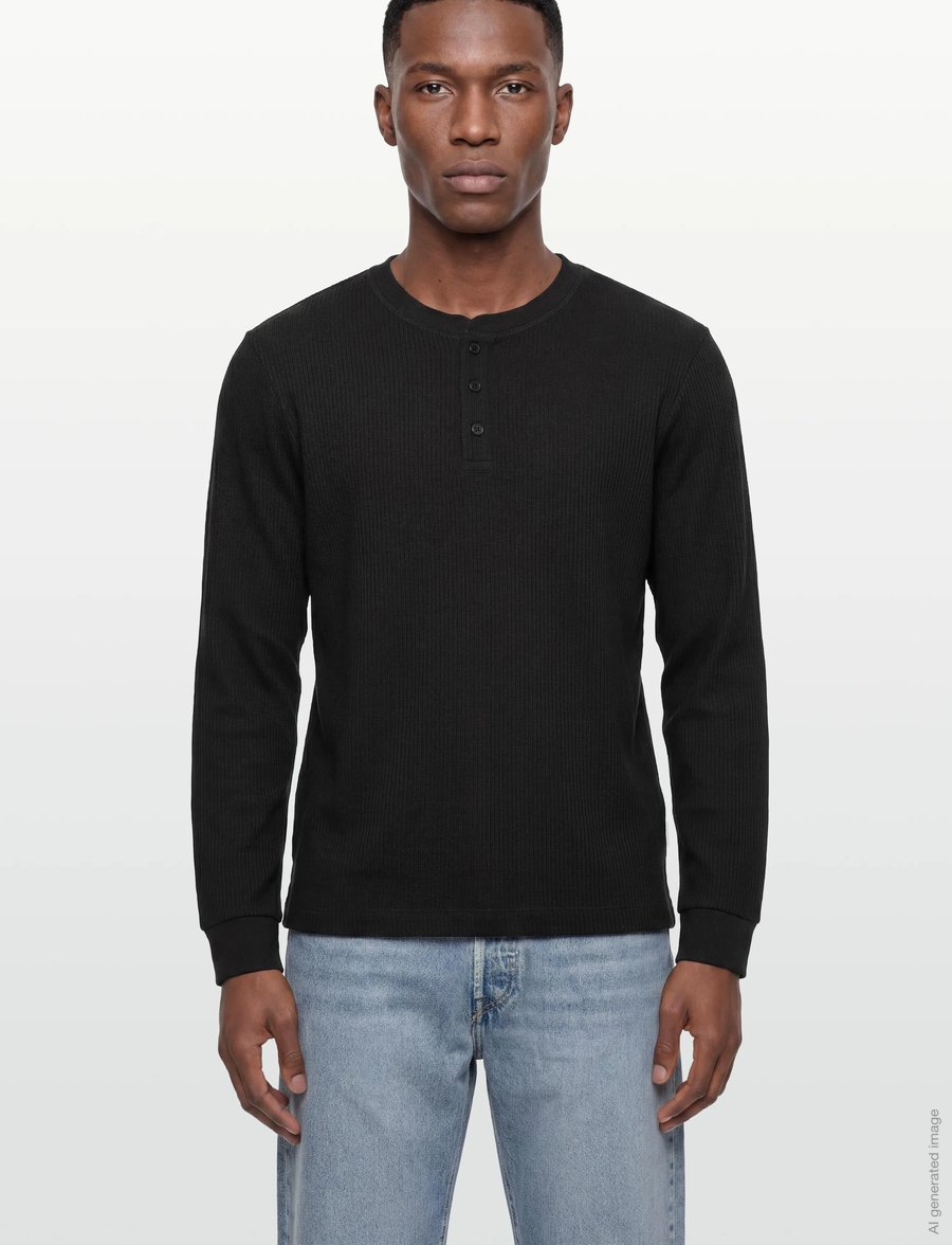 Jack & Jones - JORNIAGARA HENLEY LS TEE - langärmelig - black - 3