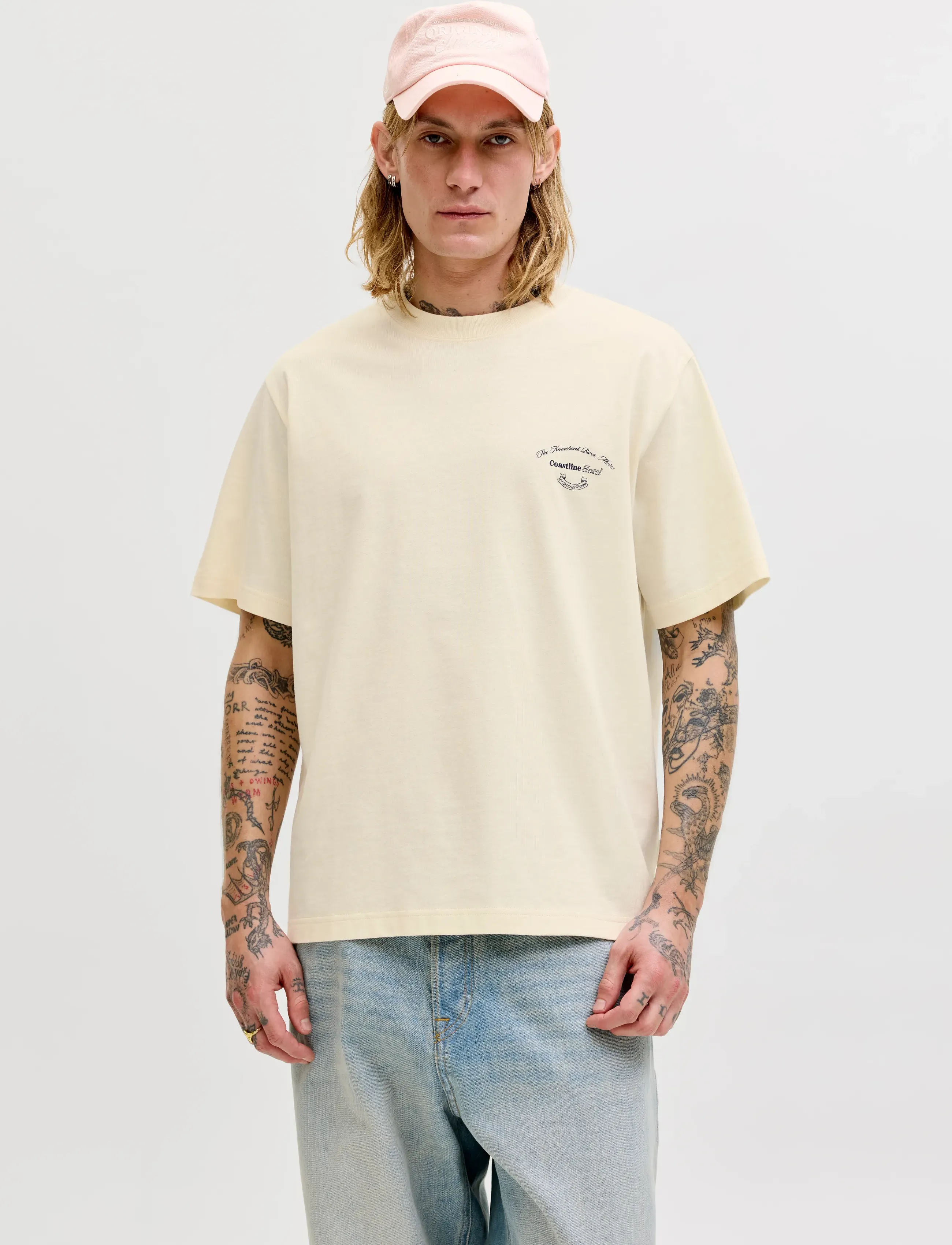 Jack & Jones Jormontauk Photo Back Tee Ss Cn, XS, Cream, T-Shirts > Kortærmede, Herre