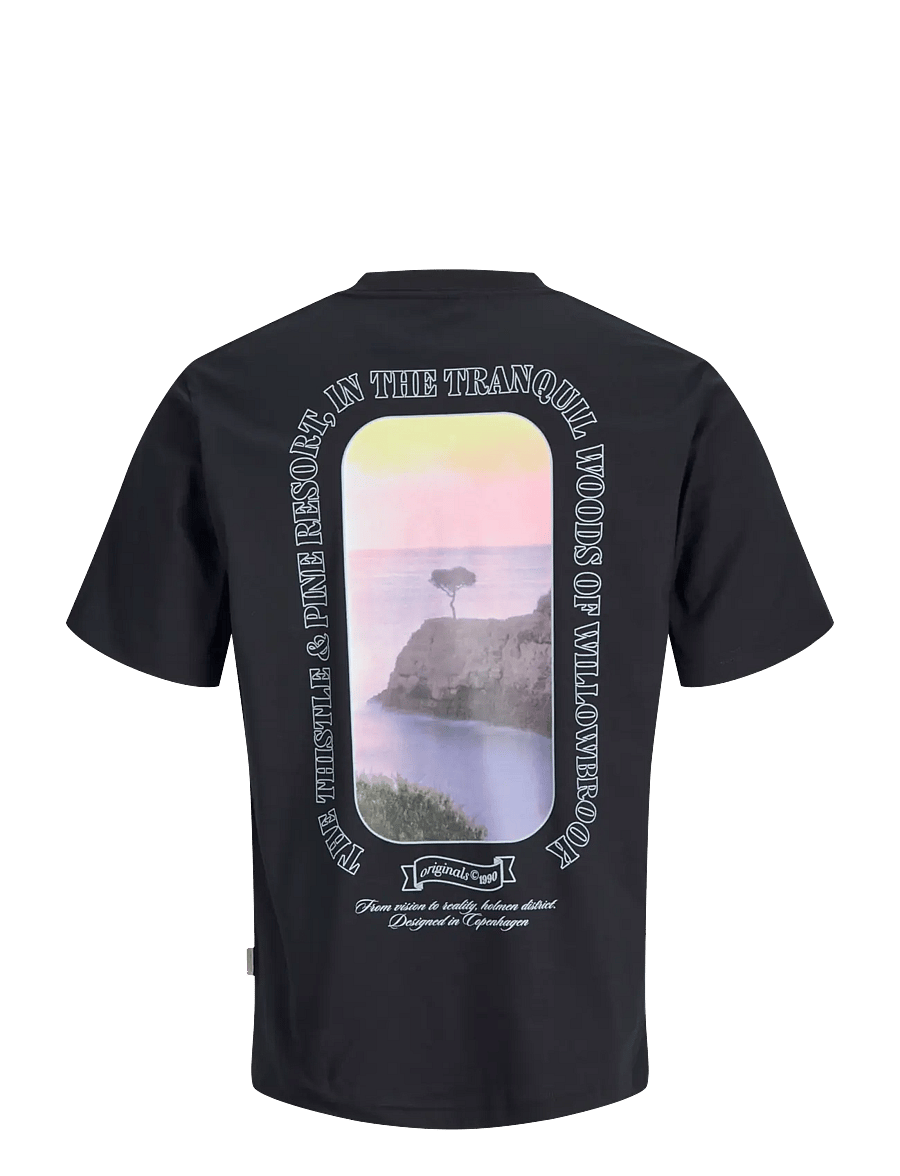 Jack & Jones - JORMONTAUK PHOTO BACK TEE SS CN - lühikeste varrukatega t-särgid - black - 2
