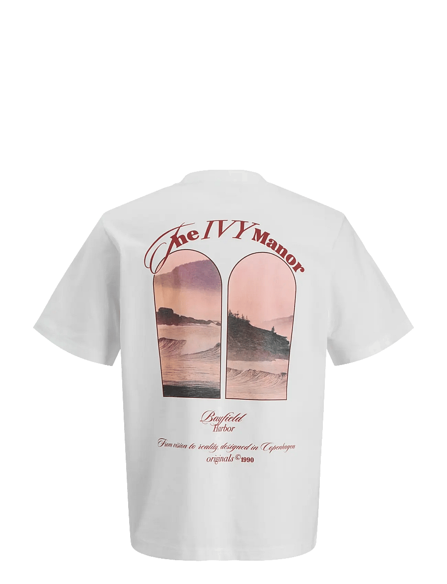 Jack & Jones - JORMONTAUK PHOTO BACK TEE SS CN - lühikeste varrukatega t-särgid - bright white - 2