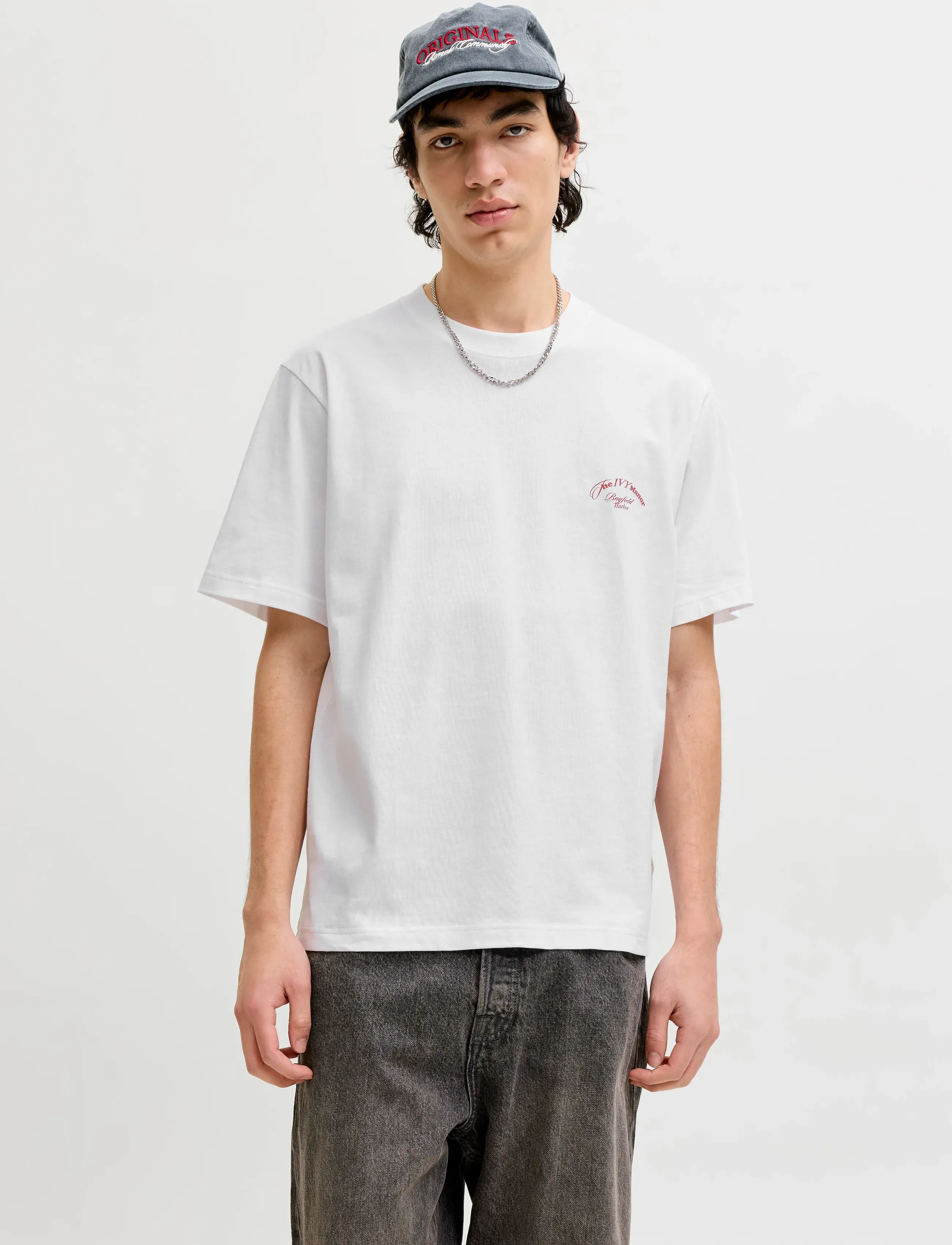 Jack & Jones Jormontauk Photo Back Tee Ss Cn, M, White, T-Shirts > Kortærmede, Herre