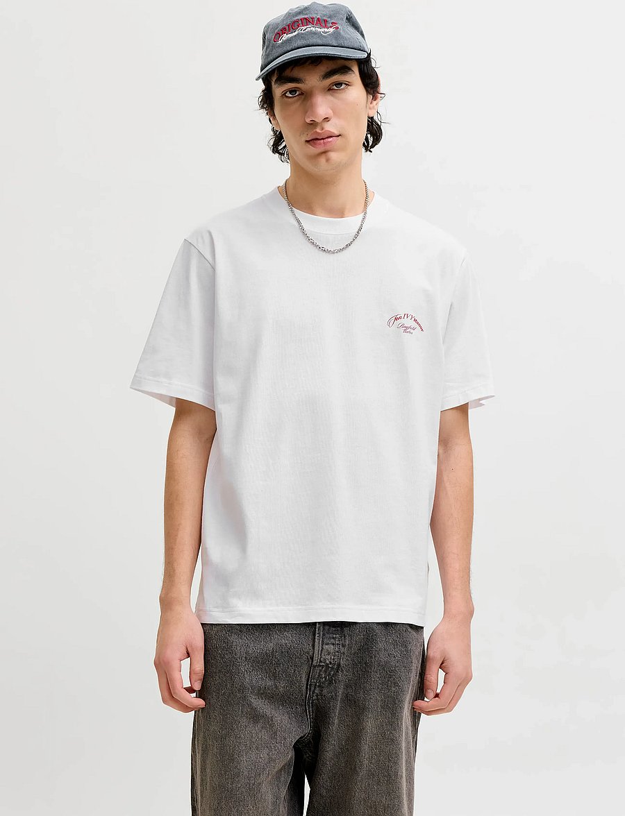 Jack & Jones - JORMONTAUK PHOTO BACK TEE SS CN - kortærmede t-shirts - bright white - 0