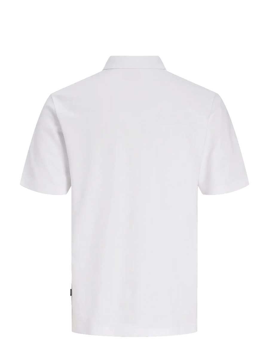 Jack & Jones - JPRBLAETHAN SS ZIP POLO SN - kortärmade pikéer - bright white - 2