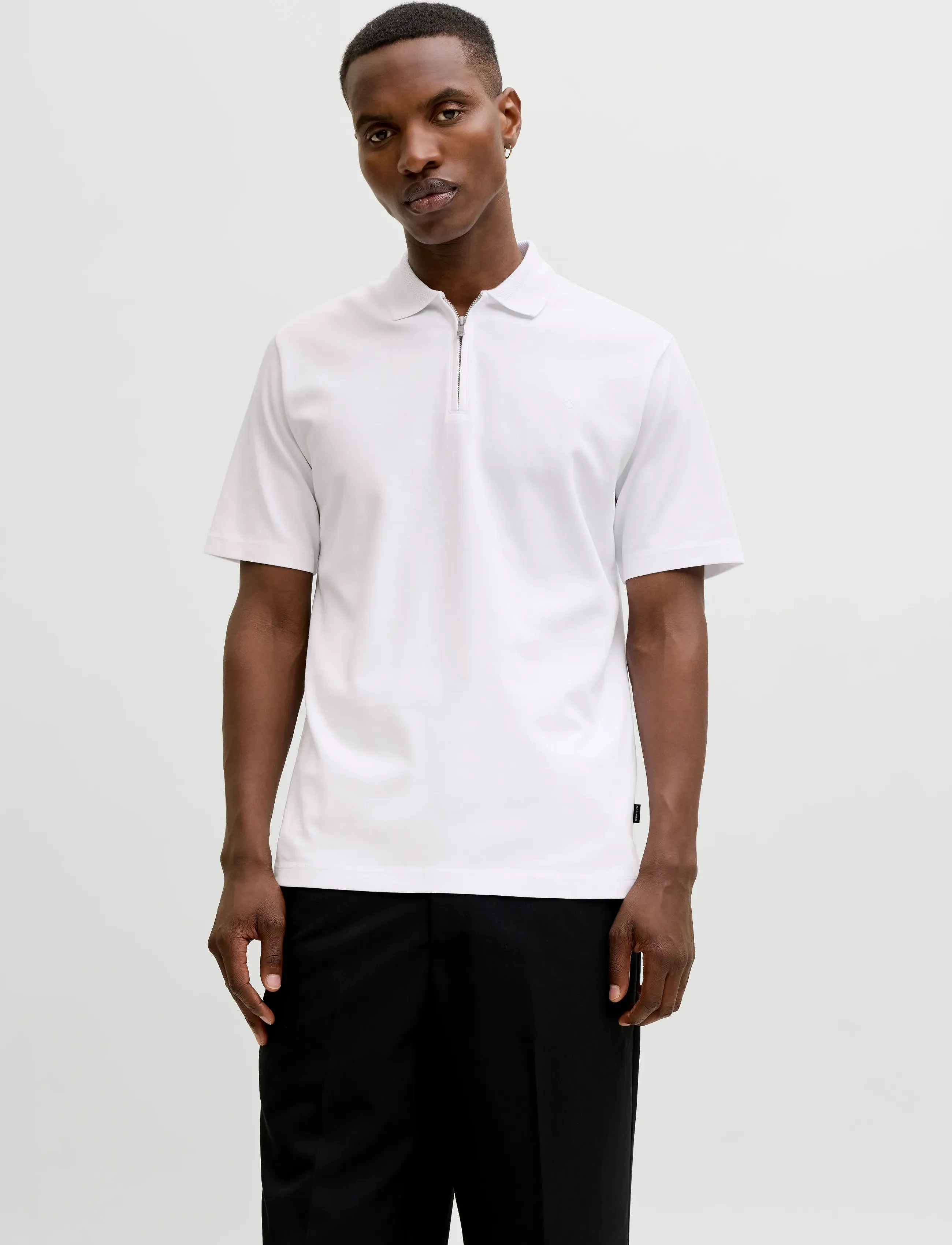 Jack & Jones Jprblaethan Ss Zip Polo Sn, XXL, Polos, Weiß - Short-sleeved, Männerswear