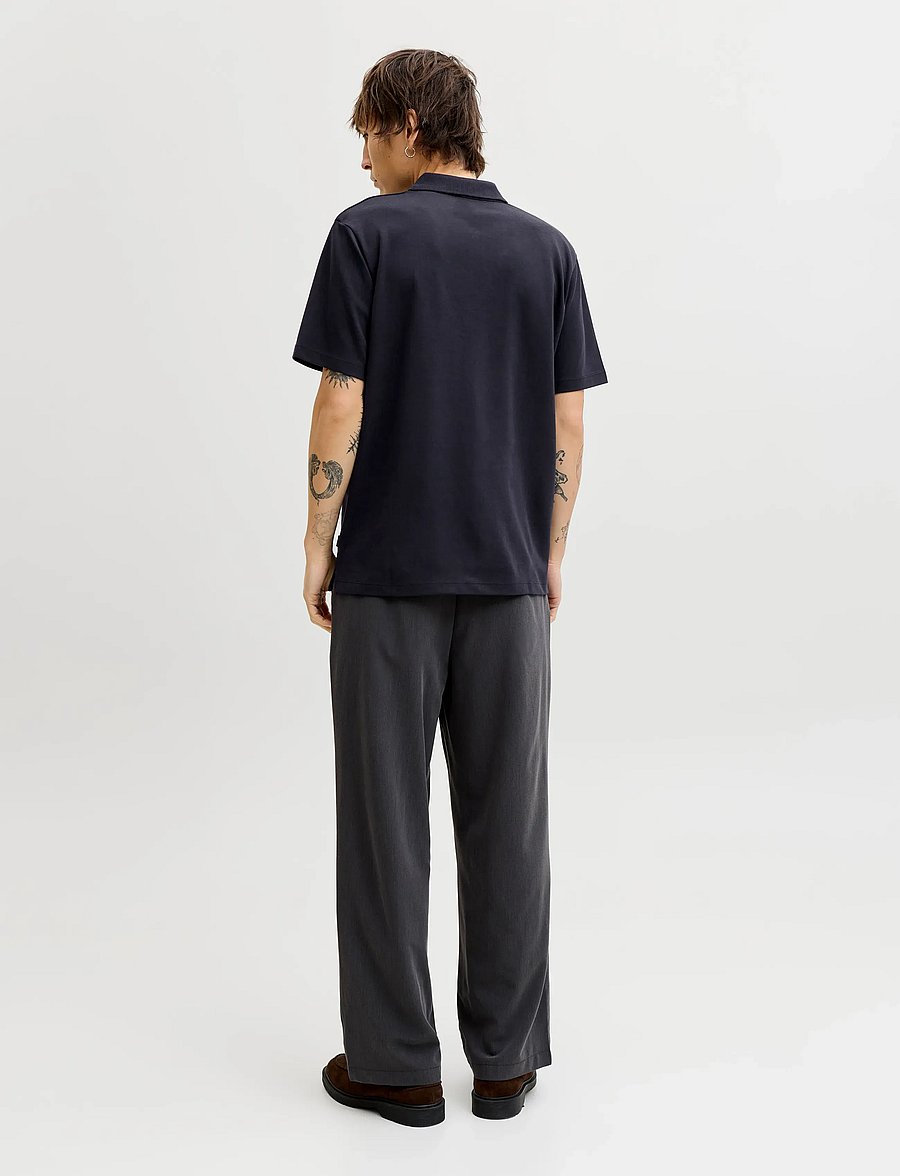 Jack & Jones - JPRBLAETHAN SS ZIP POLO SN - kortärmade pikéer - night sky - 3