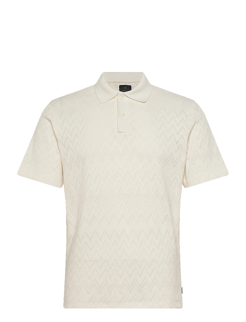 Jack & Jones - JPRBLATRENTON SS JACQUARD POLO - kortärmade pikéer - cloud dancer - 0