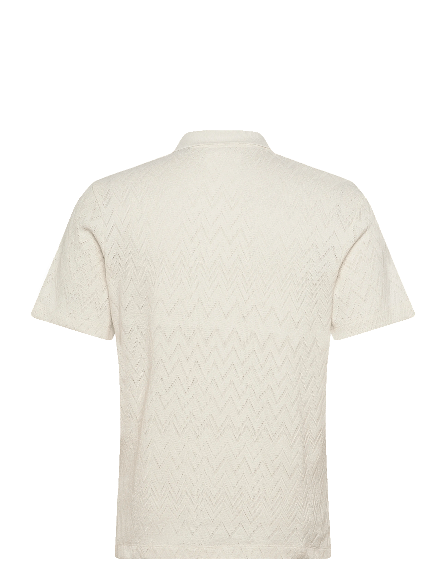 Jack & Jones - JPRBLATRENTON SS JACQUARD POLO - kortärmade pikéer - cloud dancer - 1
