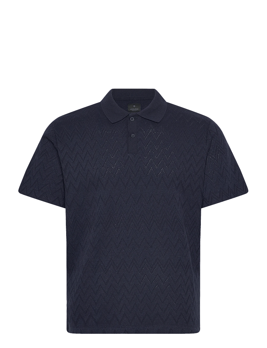 Jack & Jones - JPRBLATRENTON SS JACQUARD POLO - kurzärmelig - night sky - 0