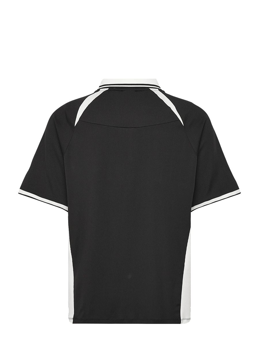 Jack & Jones - JCOCLUB RIBBED FOOTBALL POLO SS - oberteile & t-shirts - black - 2