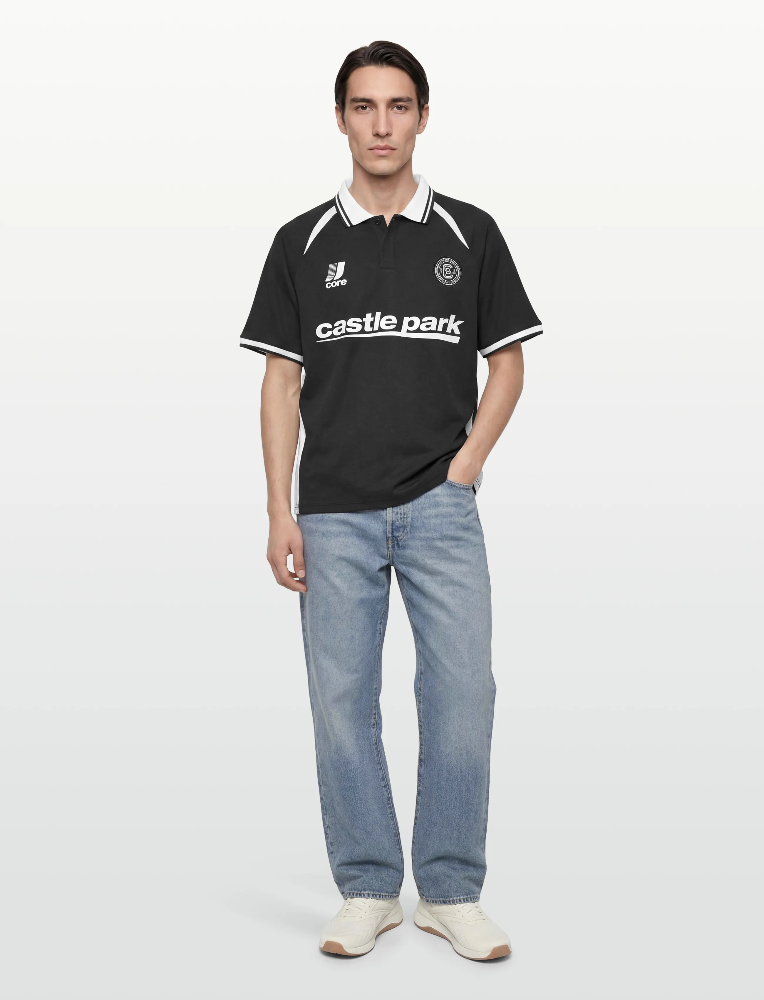 Jack & Jones Jcoclub Ribbed Football Polo Ss, Mænd, Ribbet Fodboldpolo, Sort, Str: L