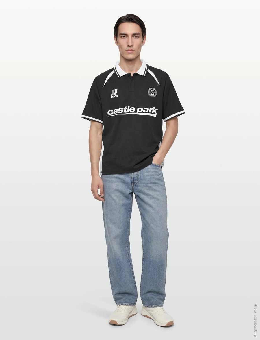 Jack & Jones - JCOCLUB RIBBED FOOTBALL POLO SS - oberteile & t-shirts - black - 0