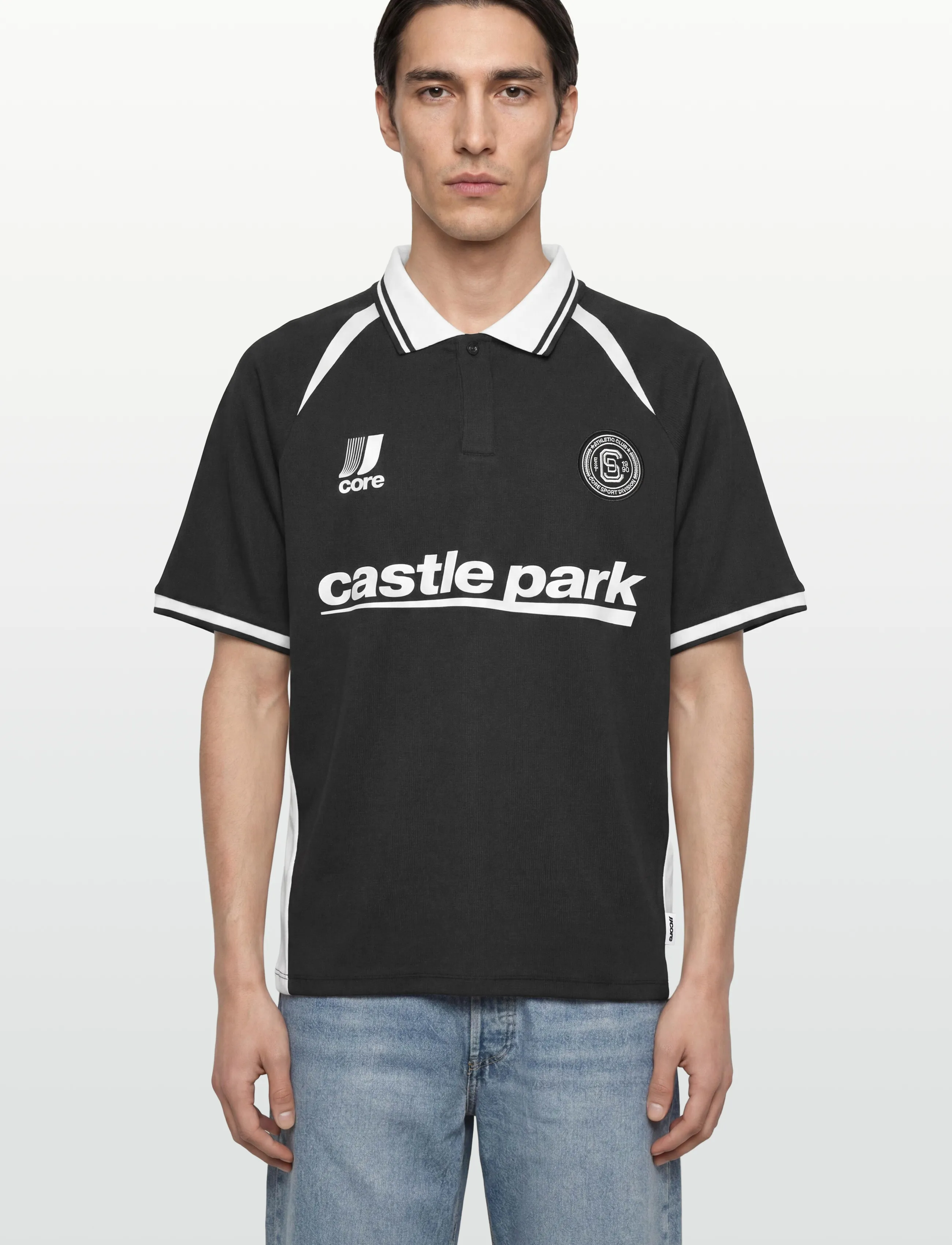 Jack & Jones - JCOCLUB RIBBED FOOTBALL POLO SS - toppar & t-shirts - black - 3