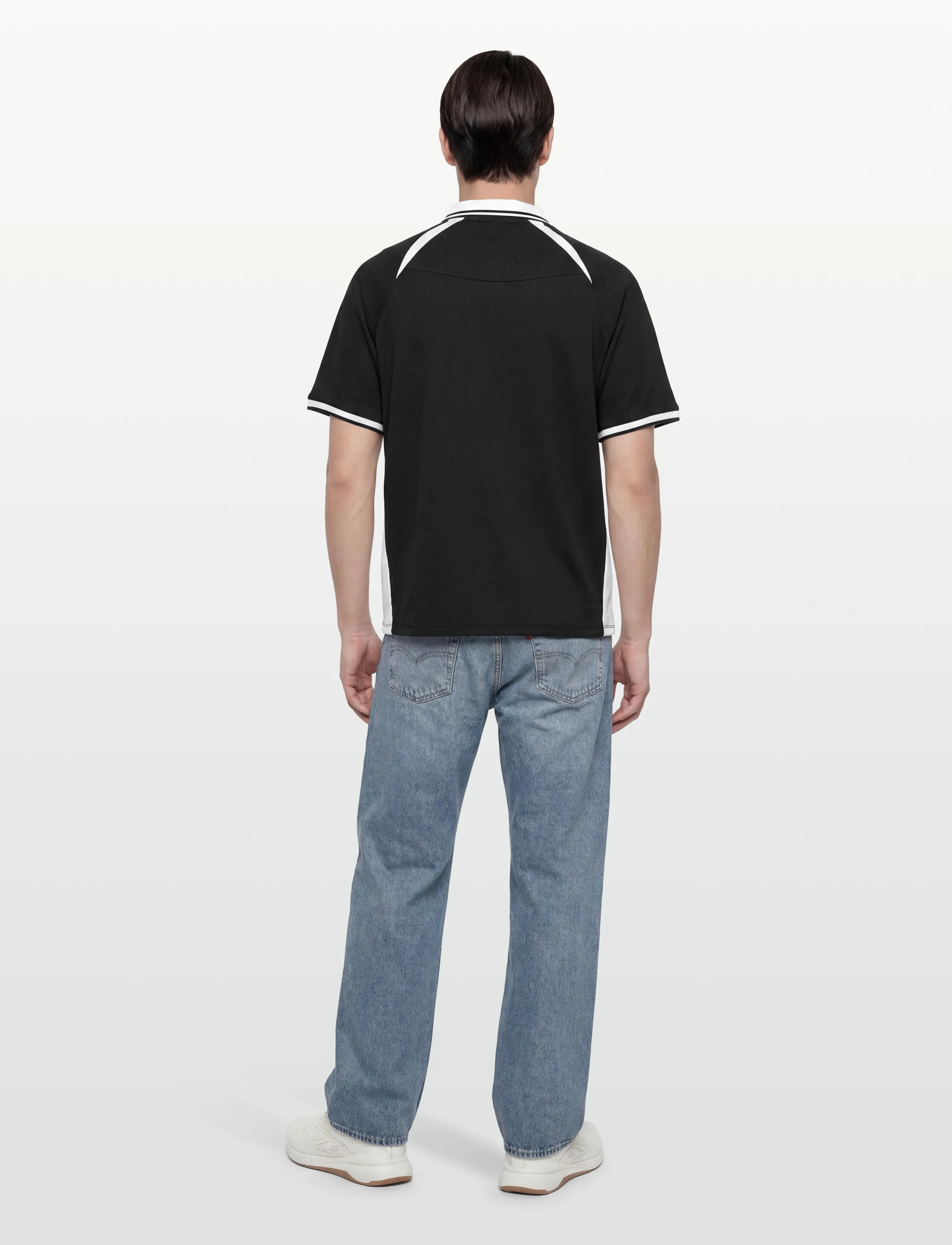 Jack & Jones - JCOCLUB RIBBED FOOTBALL POLO SS - toppar & t-shirts - black - 4