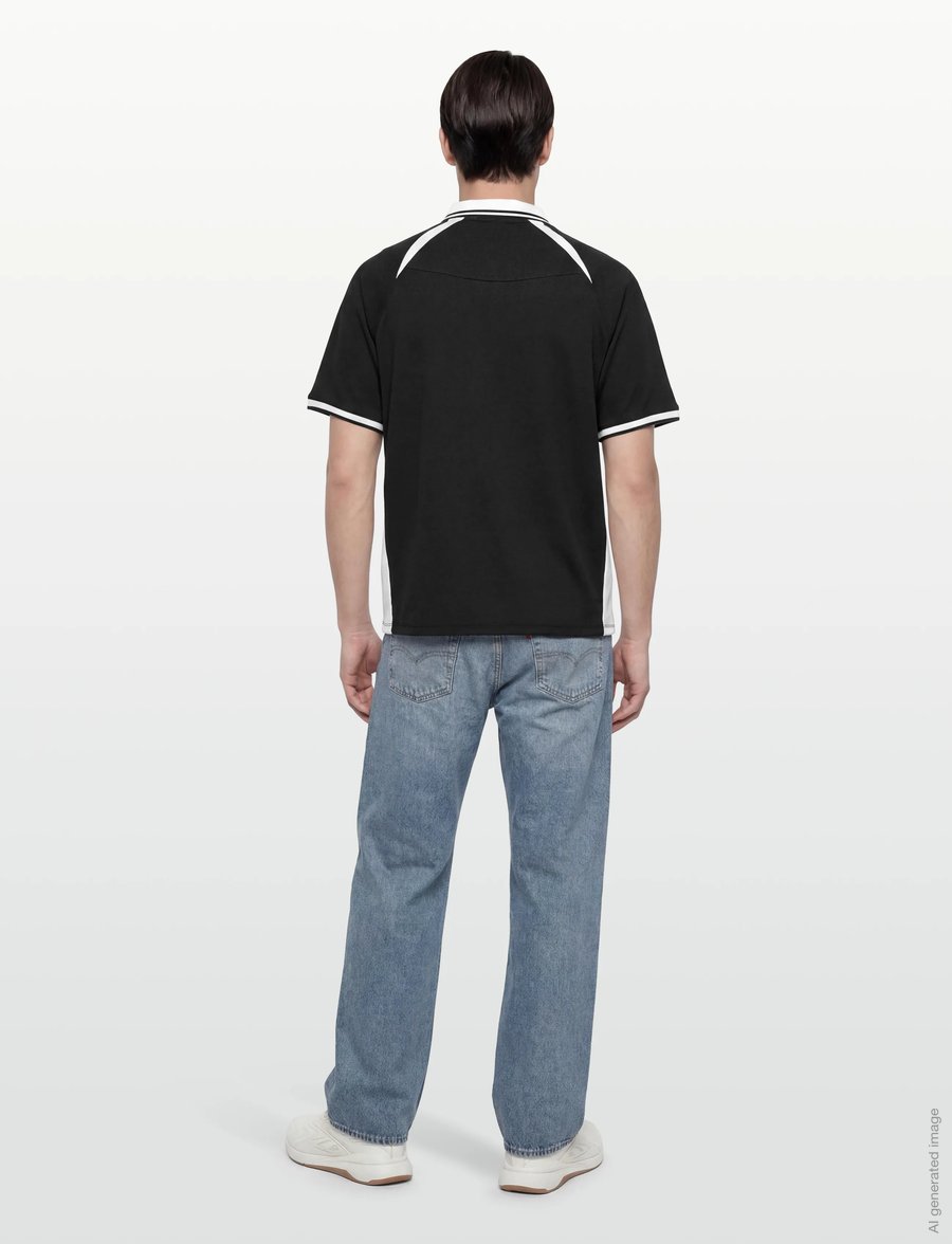 Jack & Jones - JCOCLUB RIBBED FOOTBALL POLO SS - oberteile & t-shirts - black - 4