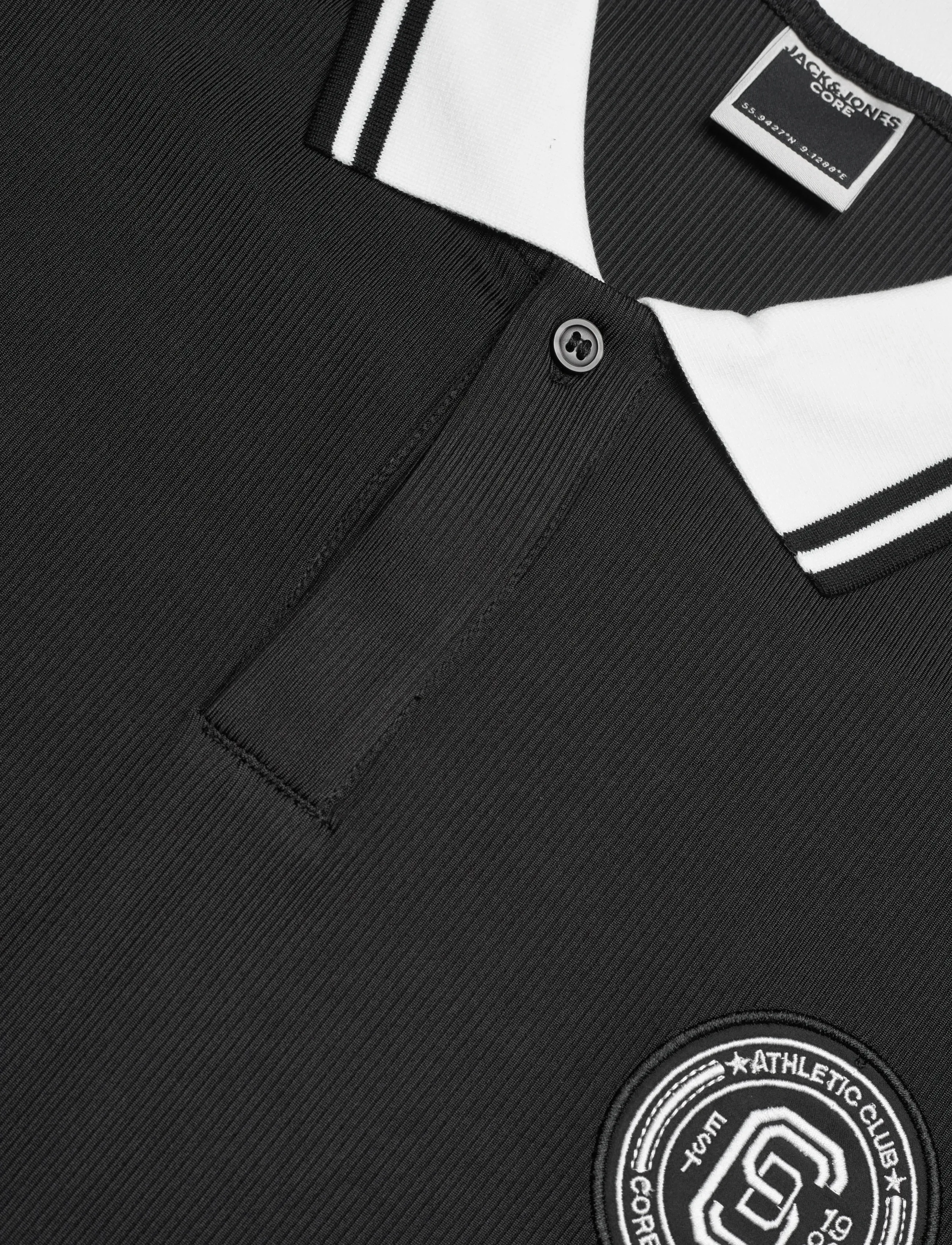 Jack & Jones - JCOCLUB RIBBED FOOTBALL POLO SS - toppar & t-shirts - black - 5