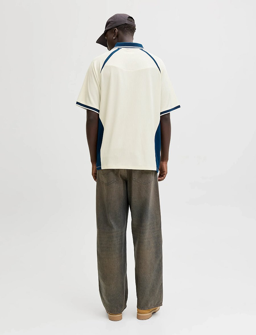Jack & Jones - JCOCLUB RIBBED FOOTBALL POLO SS - oberteile & t-shirts - bright white - 2