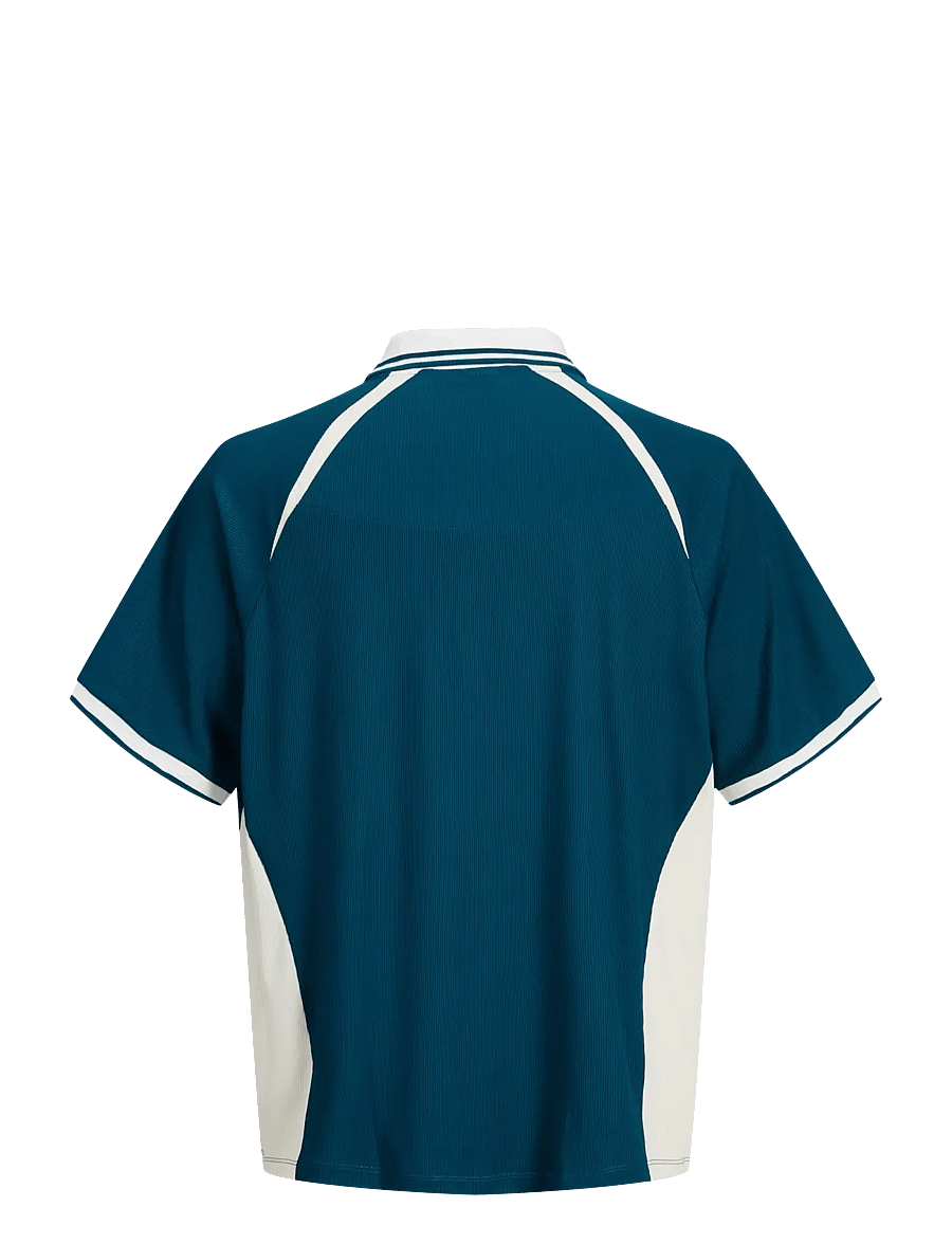 Jack & Jones - JCOCLUB RIBBED FOOTBALL POLO SS - oberteile & t-shirts - poseidon - 2