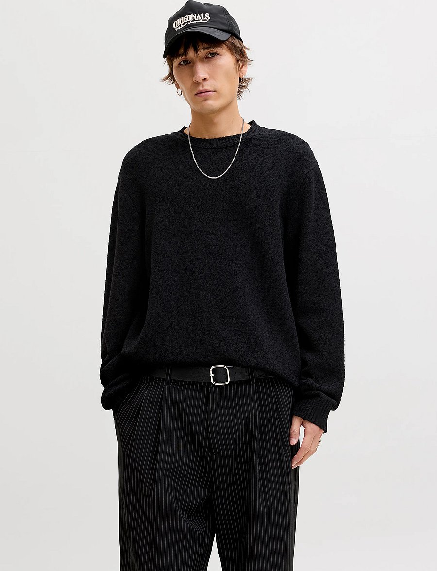 Jack & Jones - JORNORREBRO CATSKILLS KNIT CREW NECK SN - rund hals - black - 0
