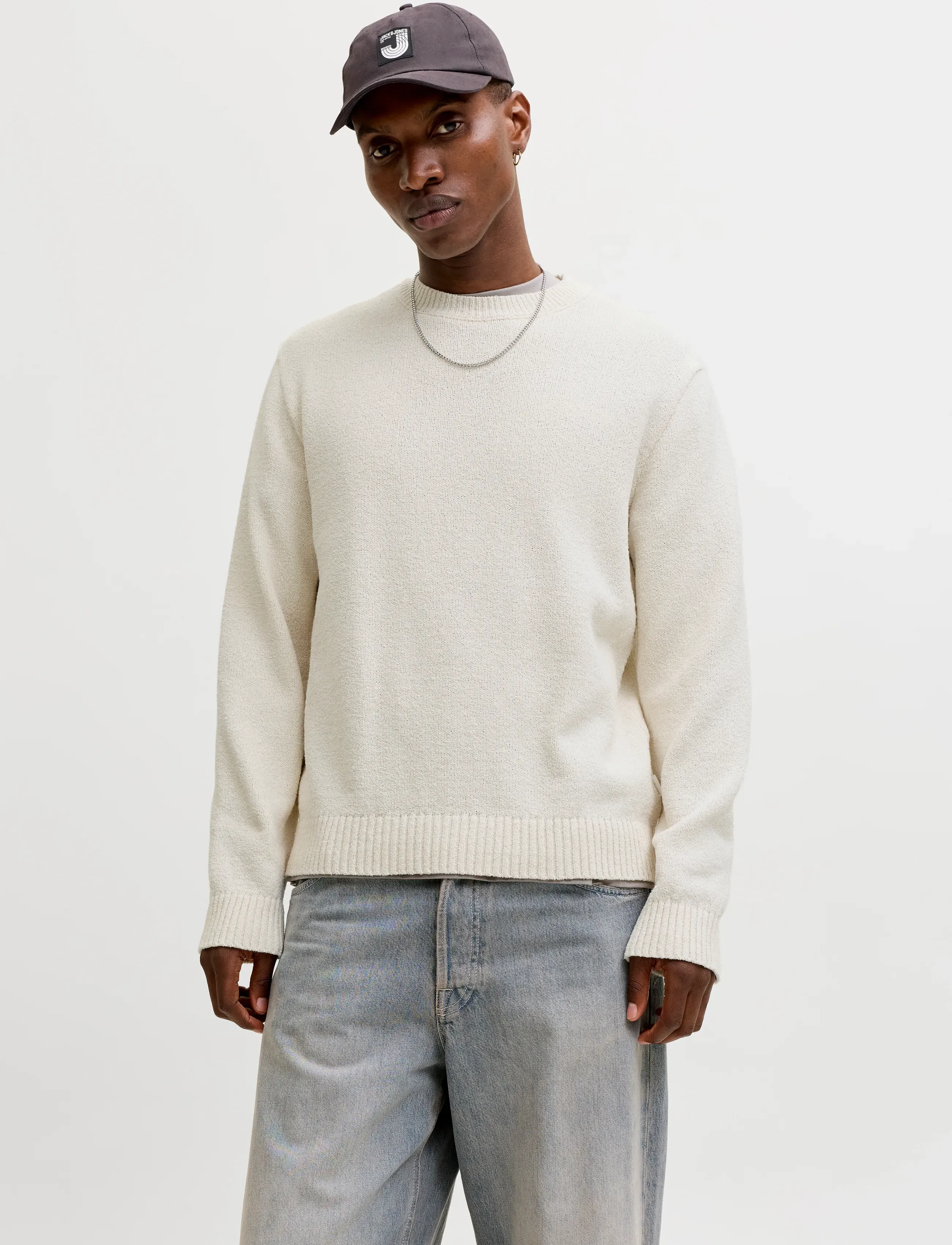 Jack & Jones JORNORREBRO CATSKILLS KNIT CREW NECK SN - Kollektioner - SEA SALT / white