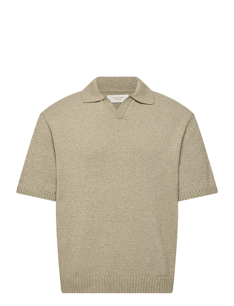 Jack & Jones - JORCATSKILLS KNIT SS SPLIT NECK POLO - kootud polosärgid - seagrass - 0