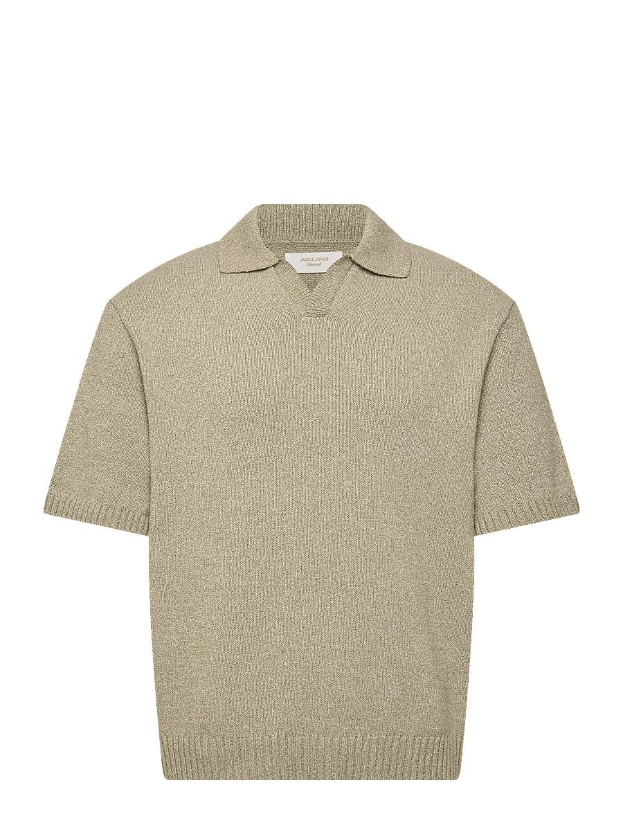 Jack & Jones - JORCATSKILLS KNIT SS SPLIT NECK POLO - kootud polosärgid - seagrass - 0