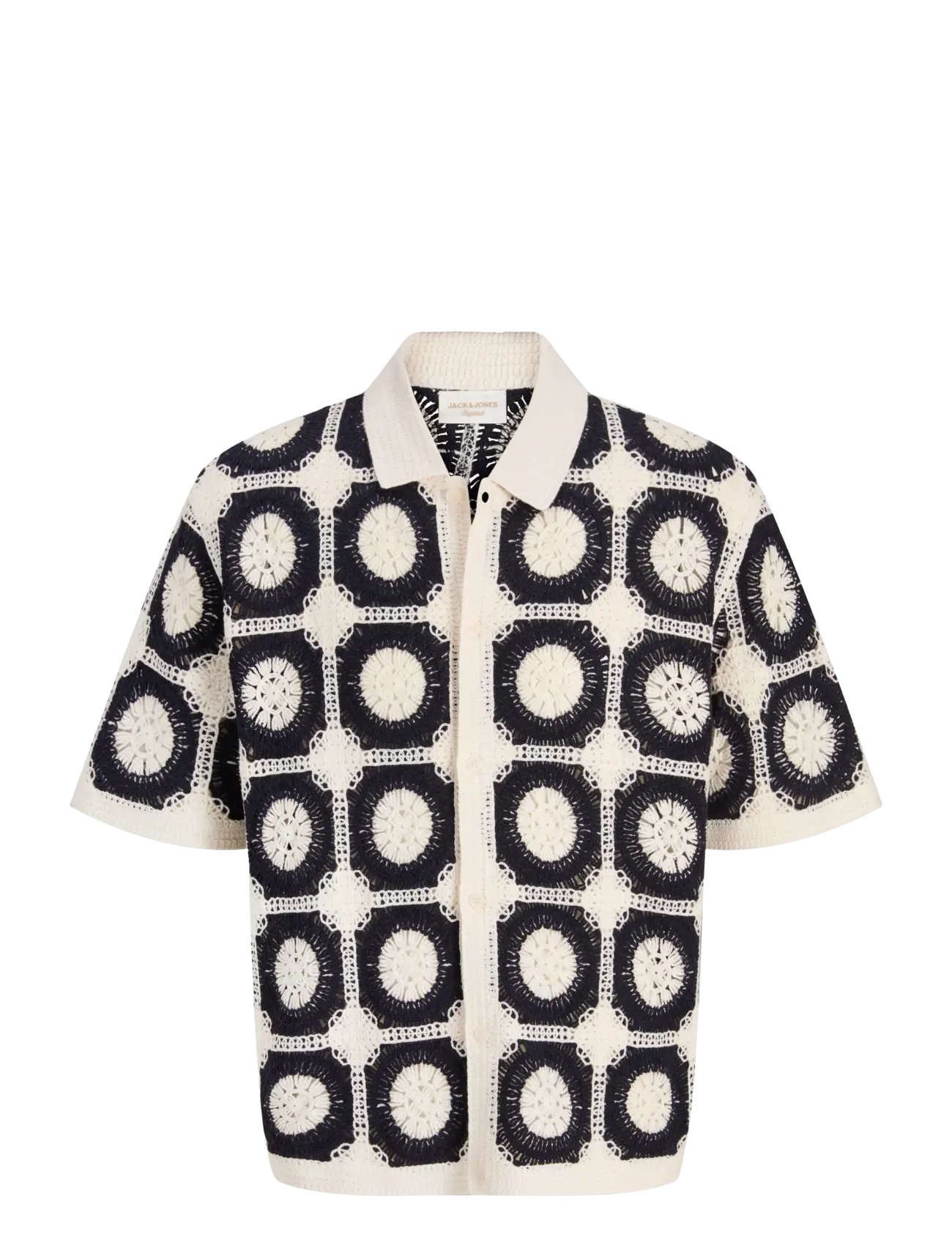 Jack & Jones JORORCHARD KNIT CROCHET POLO - Jack & Jones - SEA SALT / cream