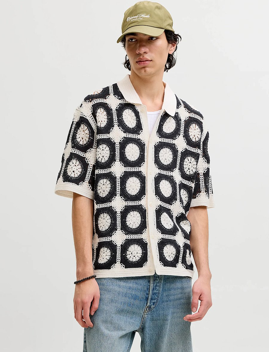 Jack & Jones - JORORCHARD KNIT CROCHET POLO - knitted polos - sea salt - 0