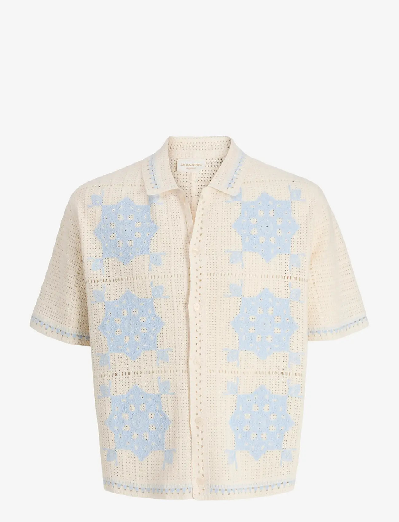 Jack & Jones - JORORCHARD KNIT CROCHET POLO - polostrik - sea salt - 1