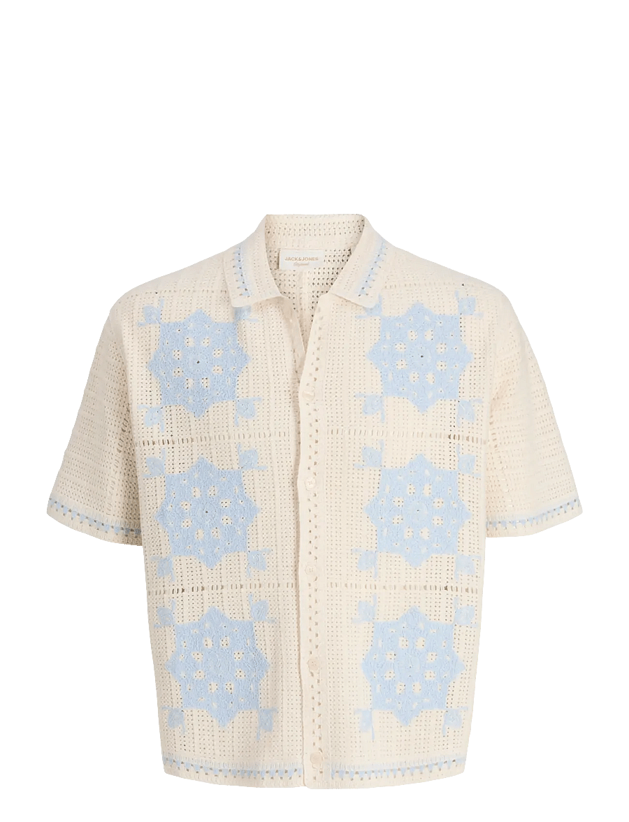 Jack & Jones - JORORCHARD KNIT CROCHET POLO - polostrik - sea salt - 1