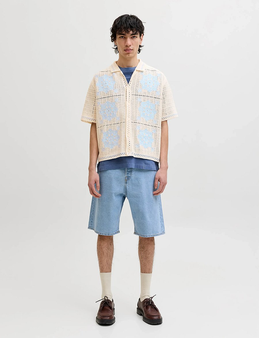 Jack & Jones - JORORCHARD KNIT CROCHET POLO - polostrik - sea salt - 4