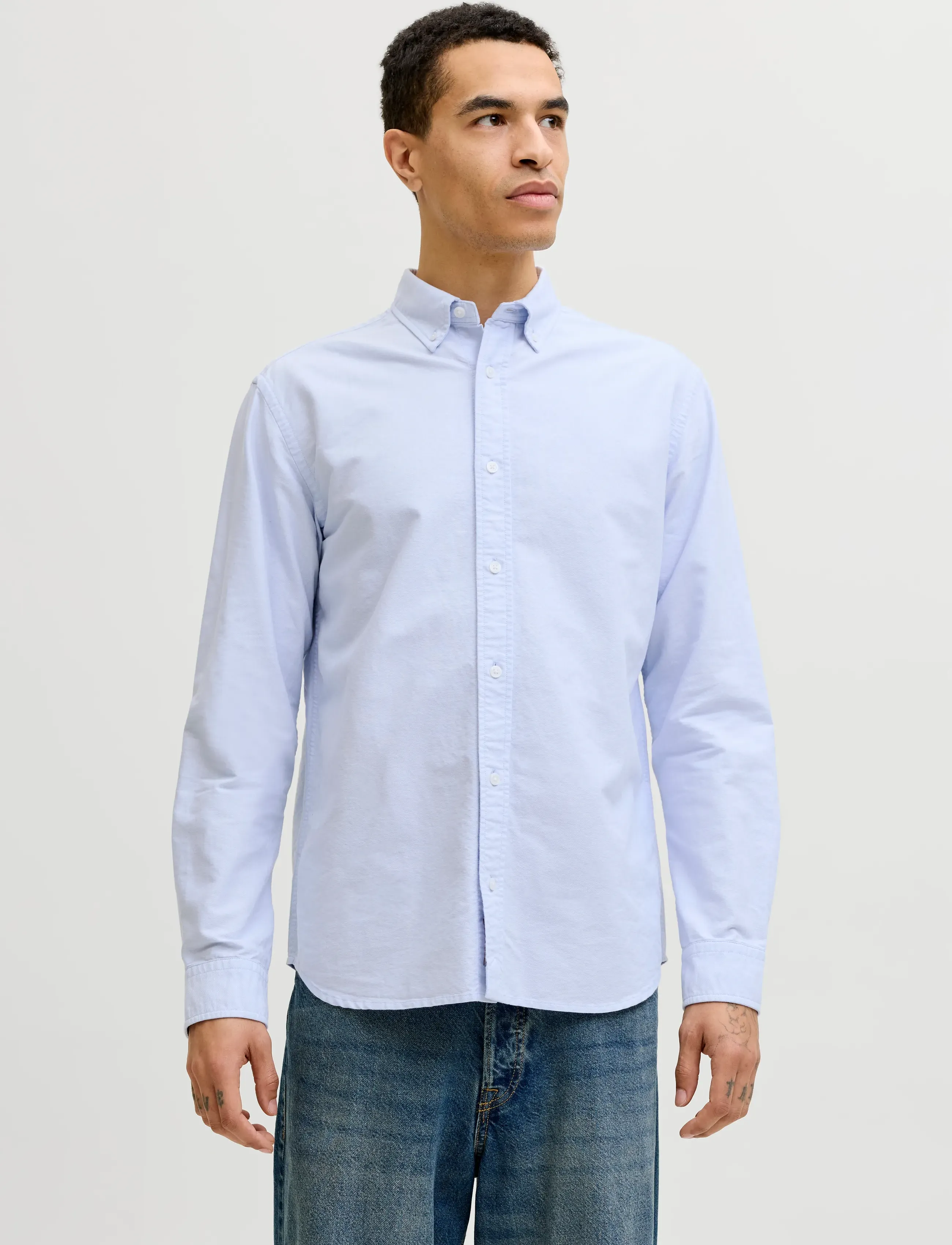 Jack & Jones Jjeharvey Oxford L/S Shirt Noos, Mænd, Langærmet Oxford Skjorte, Blå, Str: S