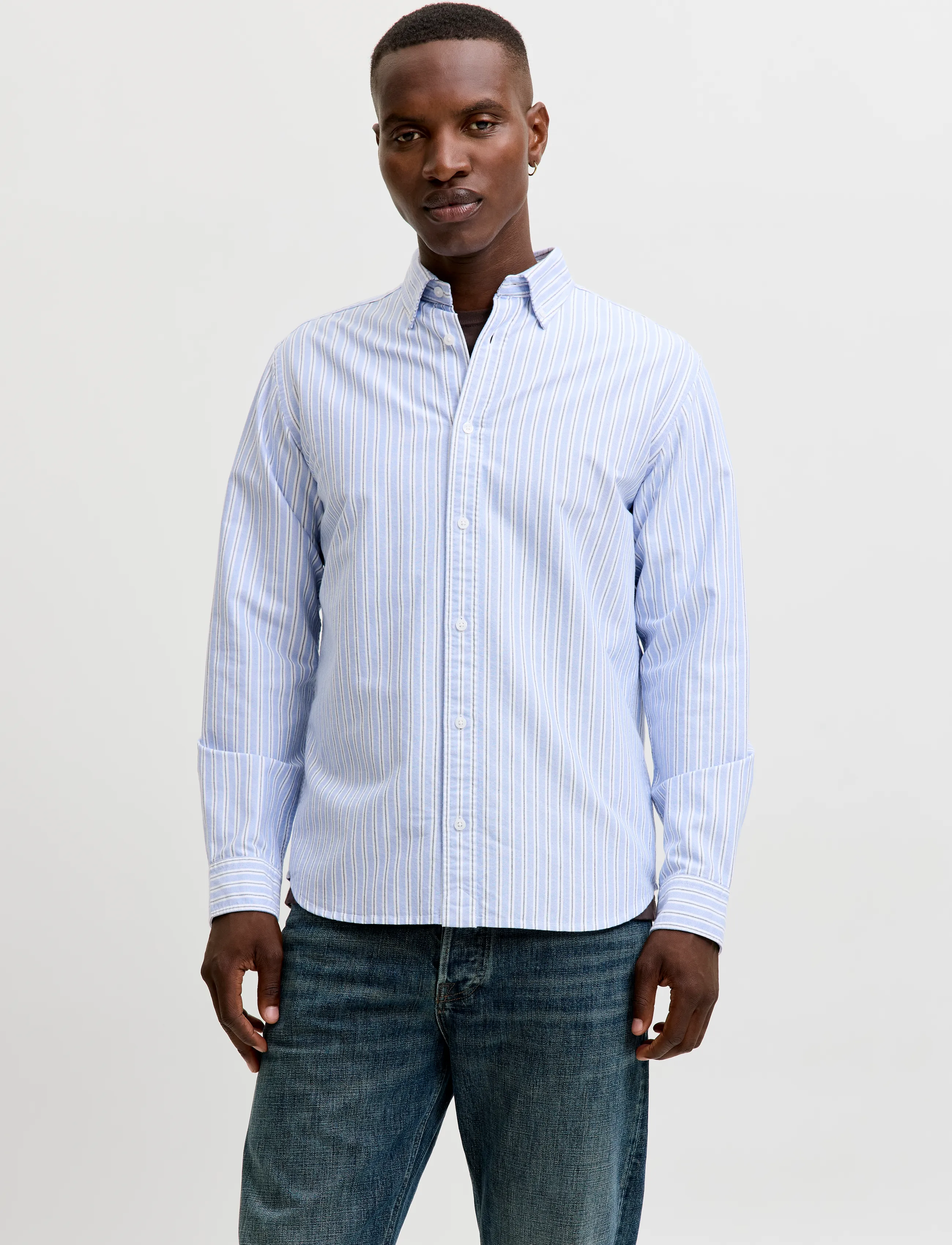 Jack & Jones Jjeharvey Oxford L/S Shirt Noos, S, Blue, Skjorter > Afslappet Shirts, Herre