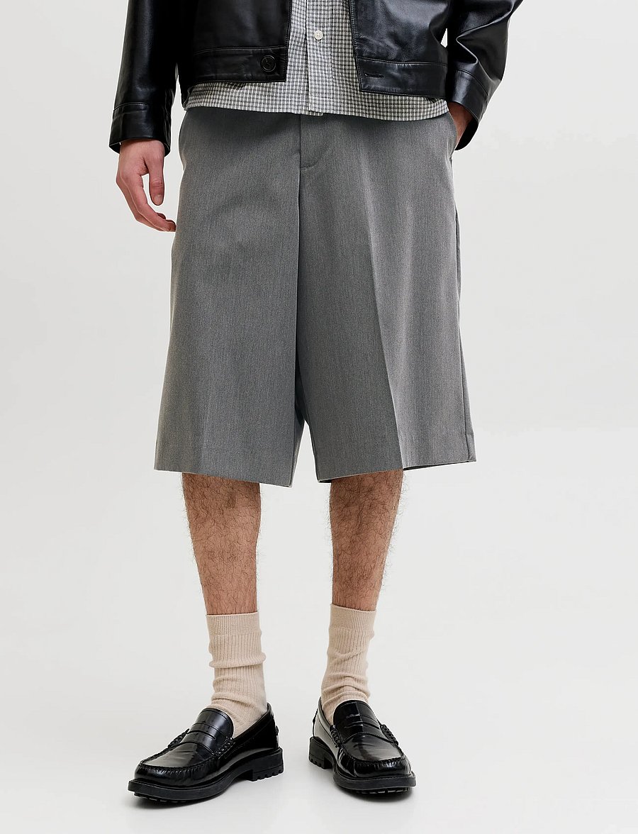 Jack & Jones - JPSTOWEN TOBY CHINO SHORTS XLNG LN - chinos shorts - grey melange - 0