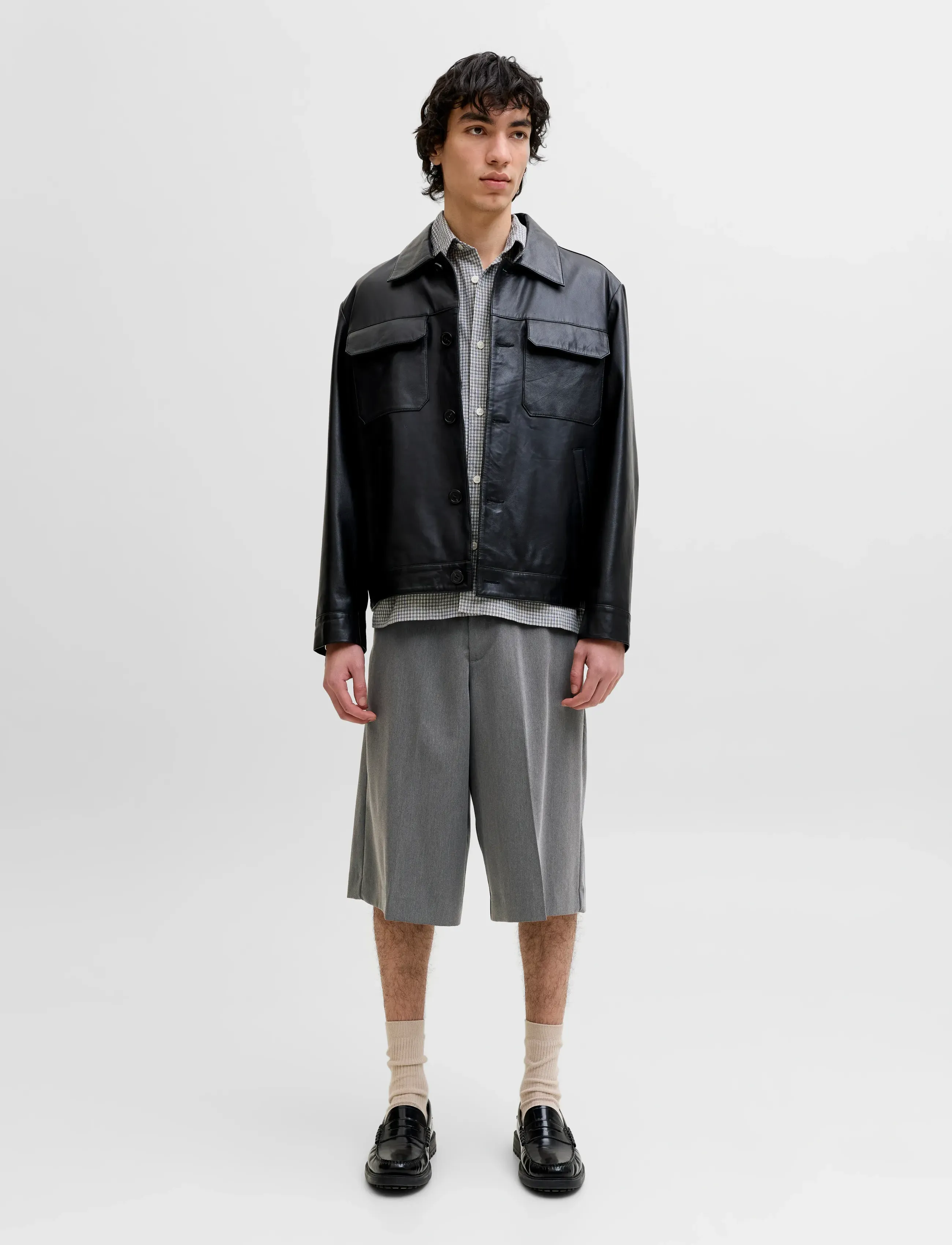 Jack & Jones - JPSTOWEN TOBY CHINO SHORTS XLNG LN - chinos shorts - grey melange - 4
