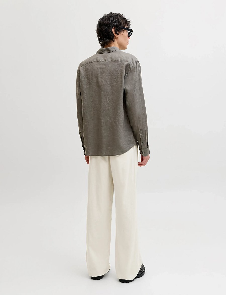 Jack & Jones - JPSTBILL ANDROS VIS LINEN BLEND JOGGER - hørbukser - cloud dancer - 3