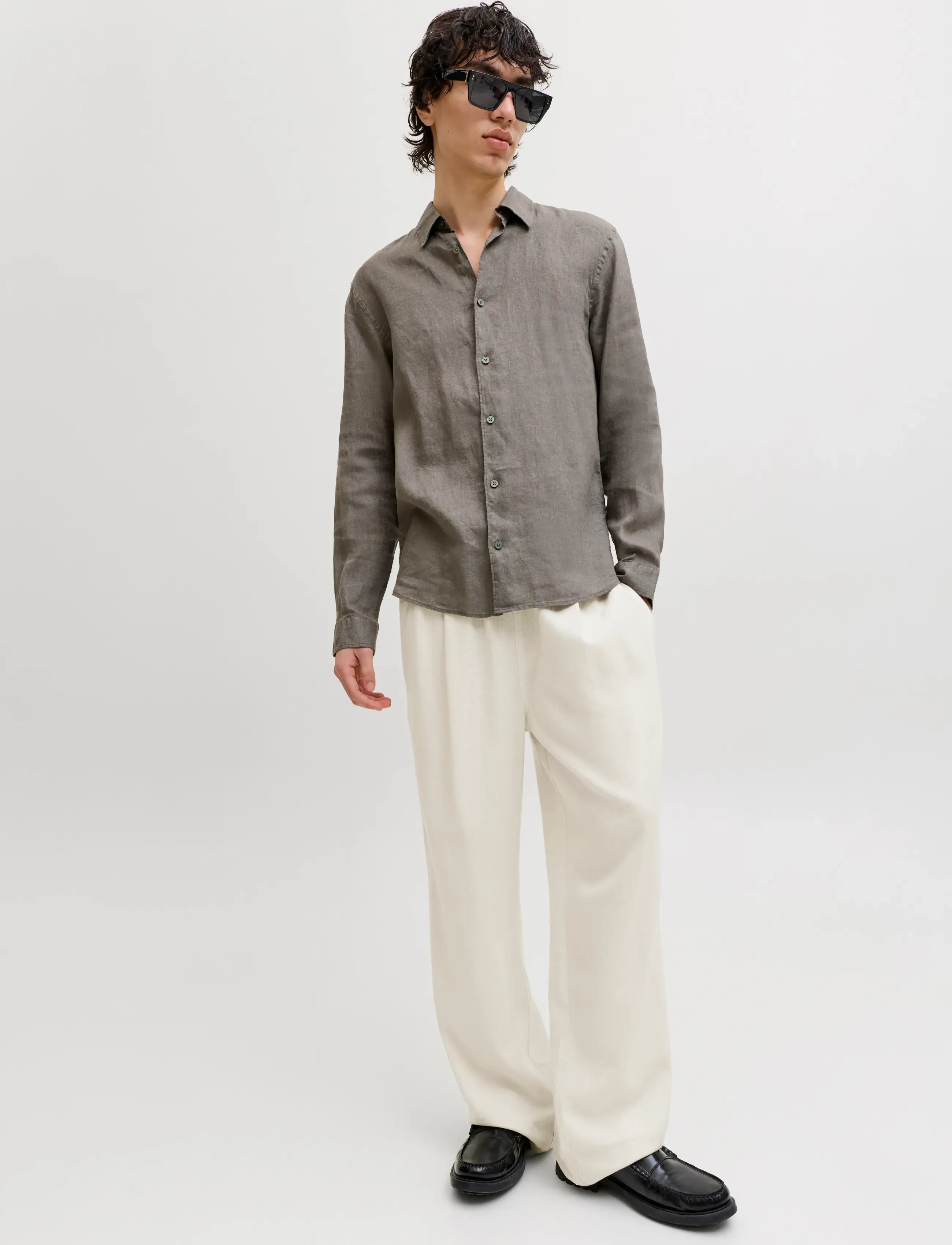 JACK & JONES Jpstbill Andros Vis Linen Blend Jogger linnebyxor herr – bild 5