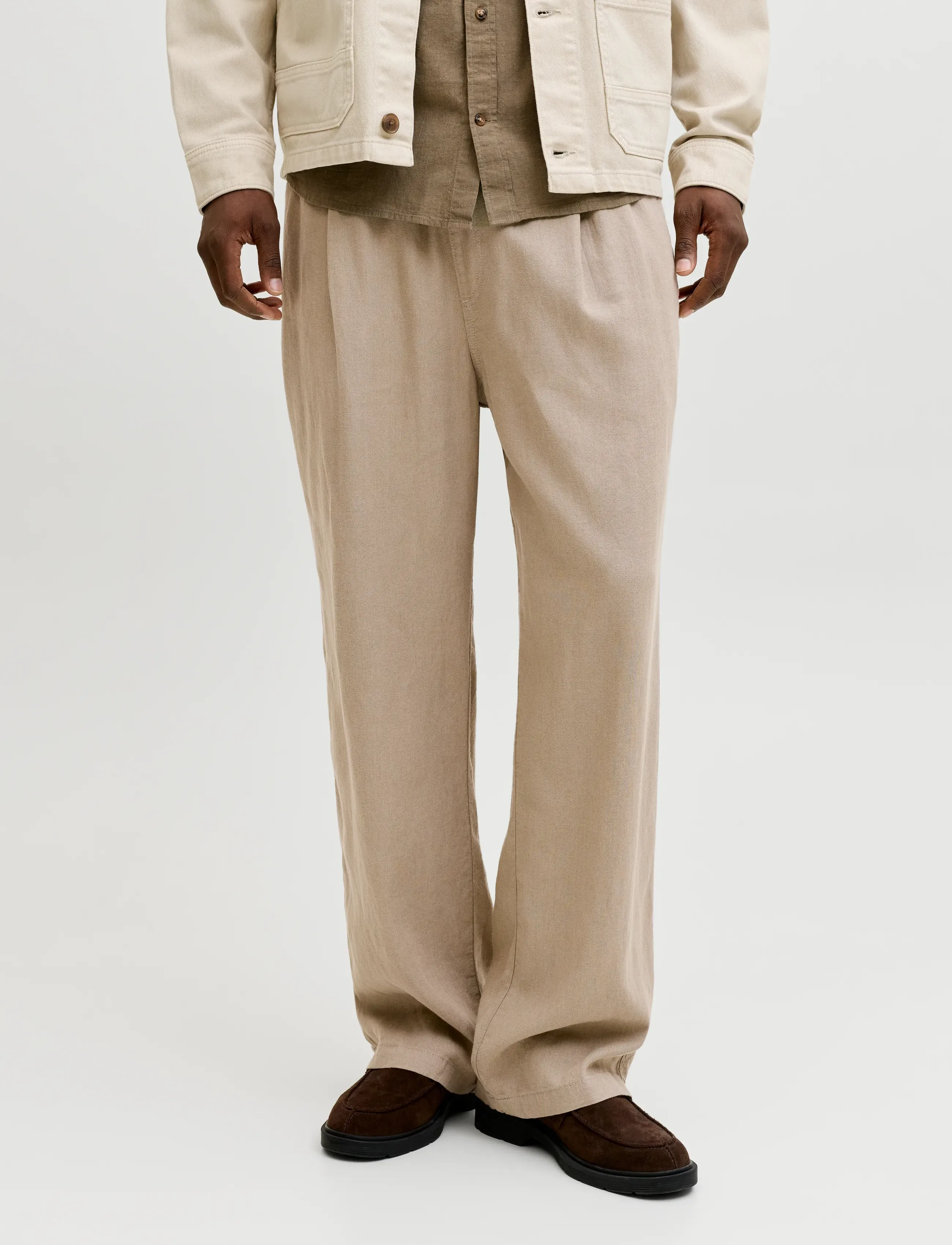 Jack & Jones JPSTBILL ANDROS VIS LINEN BLEND JOGGER - Püksid - VINTAGE KHAKI / beige