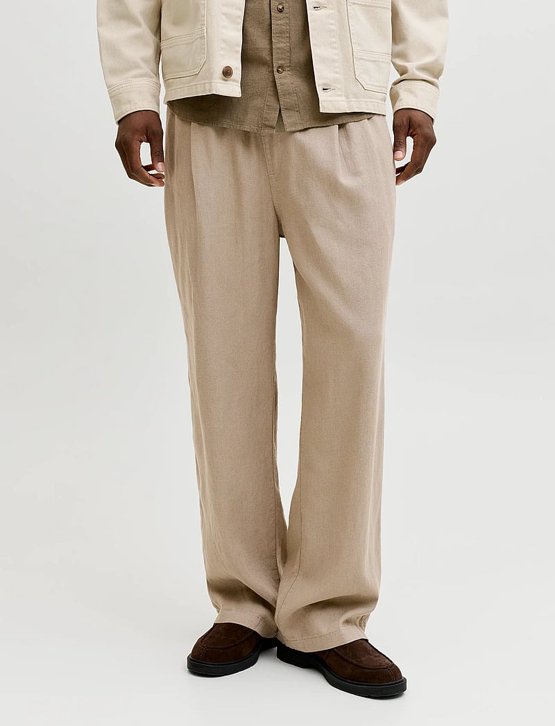 Jack & Jones - JPSTBILL ANDROS VIS LINEN BLEND JOGGER - linased püksid - vintage khaki - 0